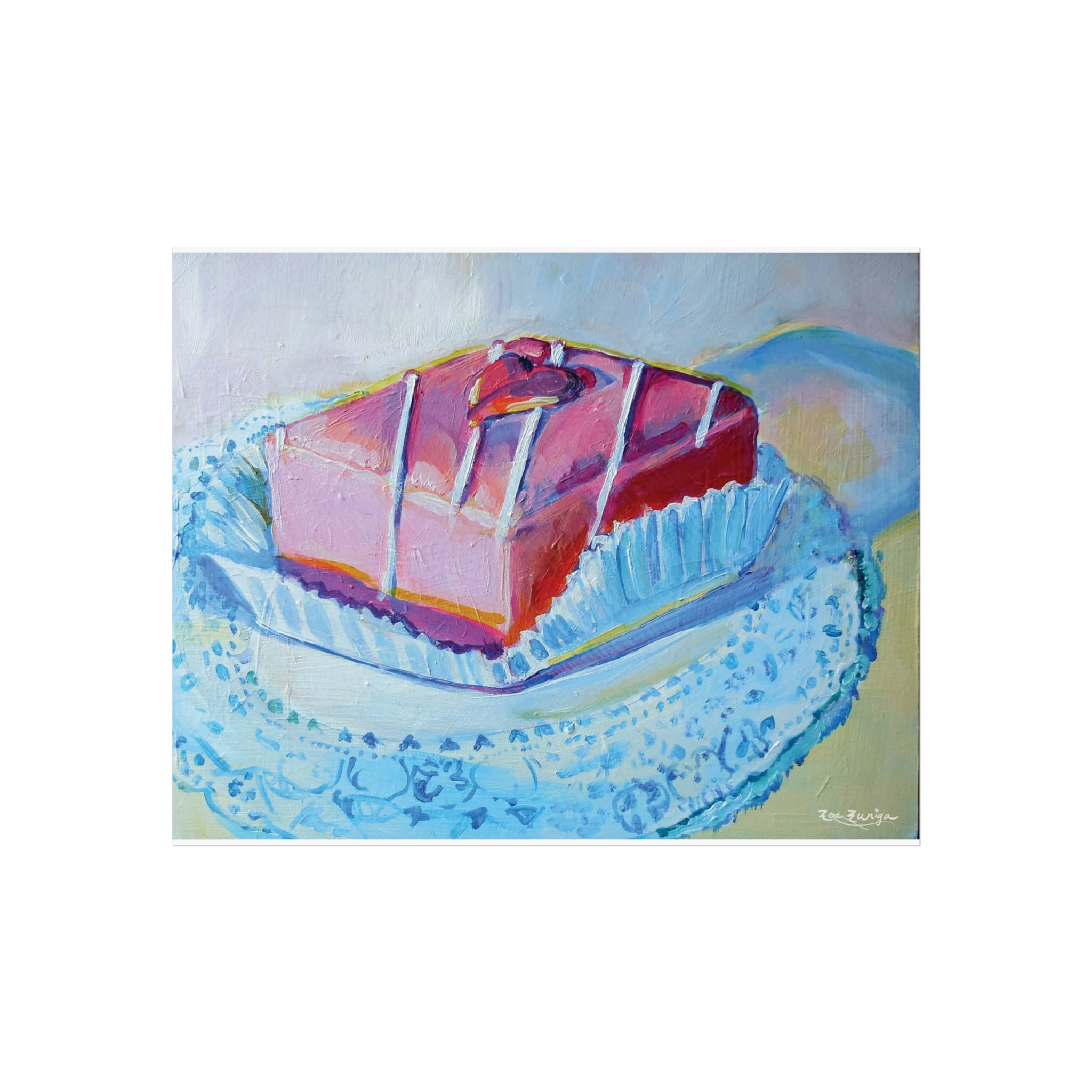 Pastel Painting of Petite Four Cake Art Poster