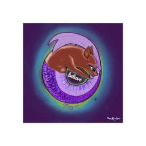 Children's Art Print: Glowing Purple Tailed Mer-Piglet