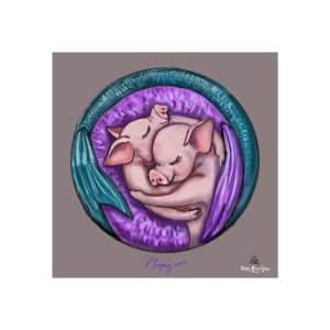 Whimsical Animal Art Wall Print Merpigs Embracing