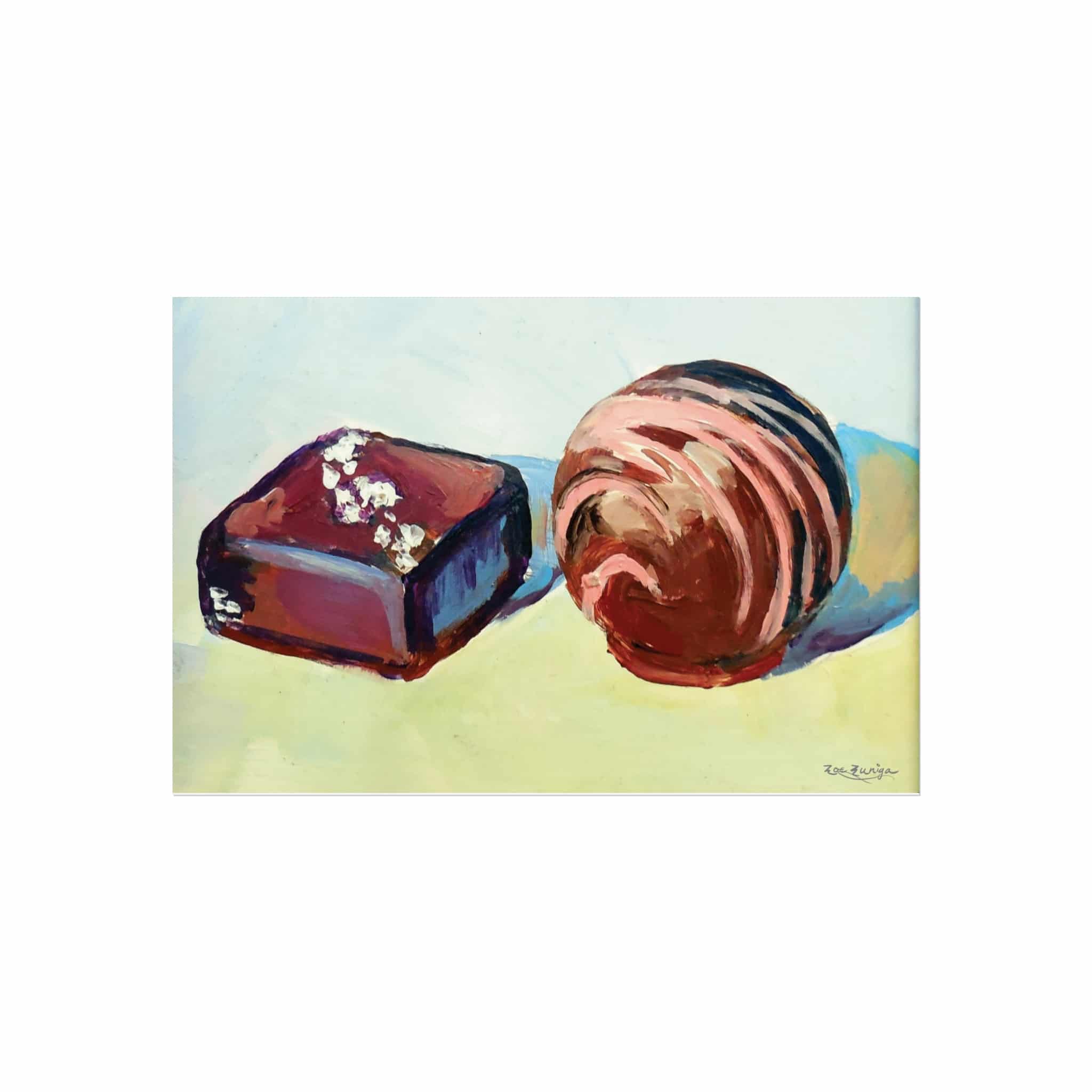 Pastel and Chocolate Wall Art Decor: Painting of Two Bonbons - Image 7