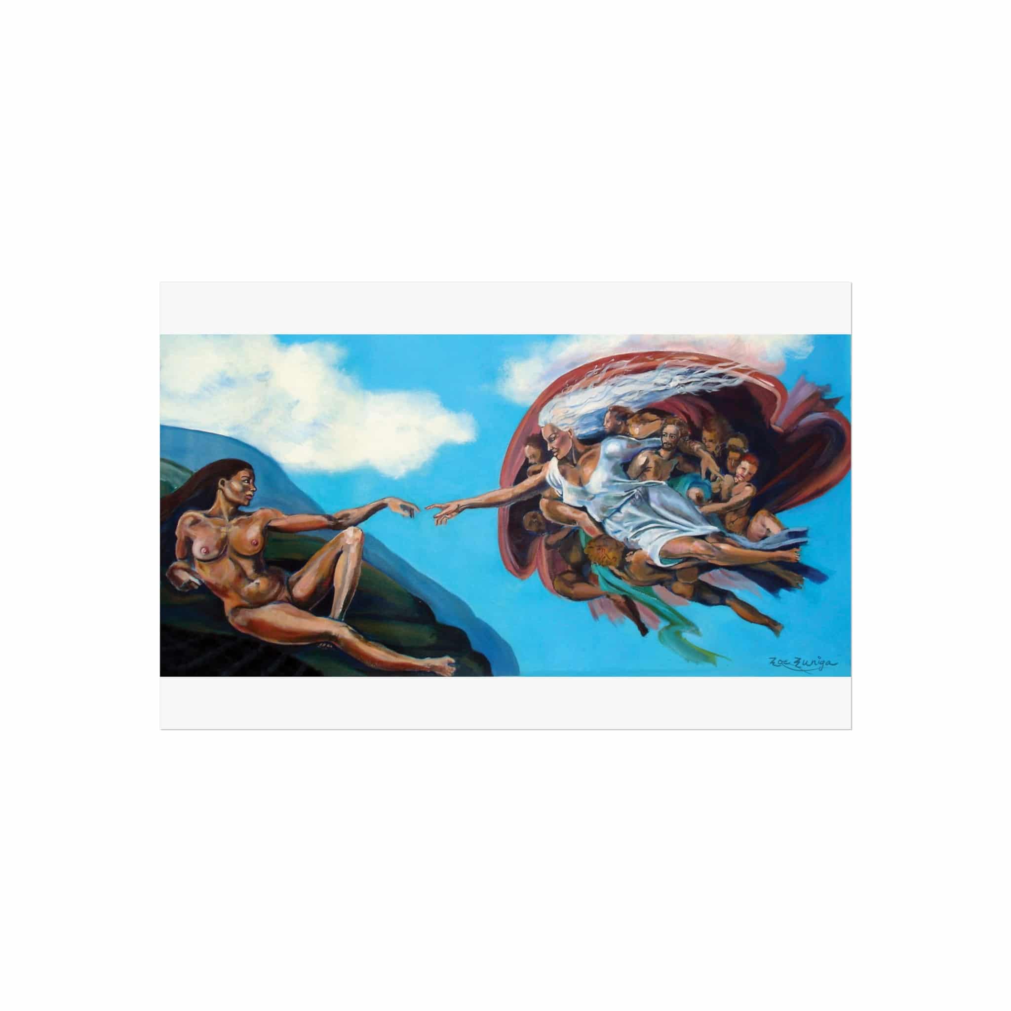 Poster Print - God as a Female Bringing Adam to Eve, Sistine Chapel Ceiling Reinterpretation - Image 4