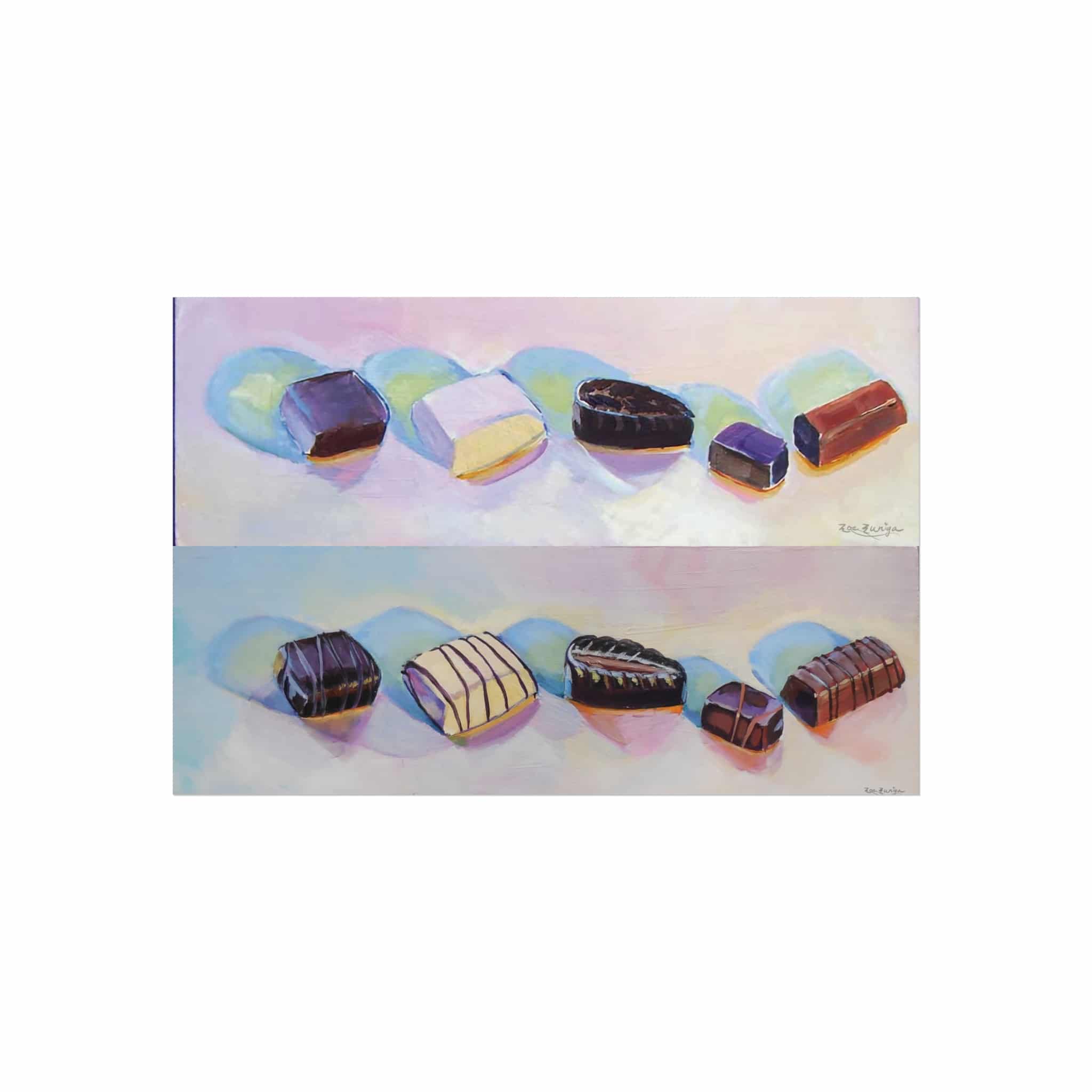 Pastel Acrylic Wall Art Poster from Painting of Chocolate Bonbons