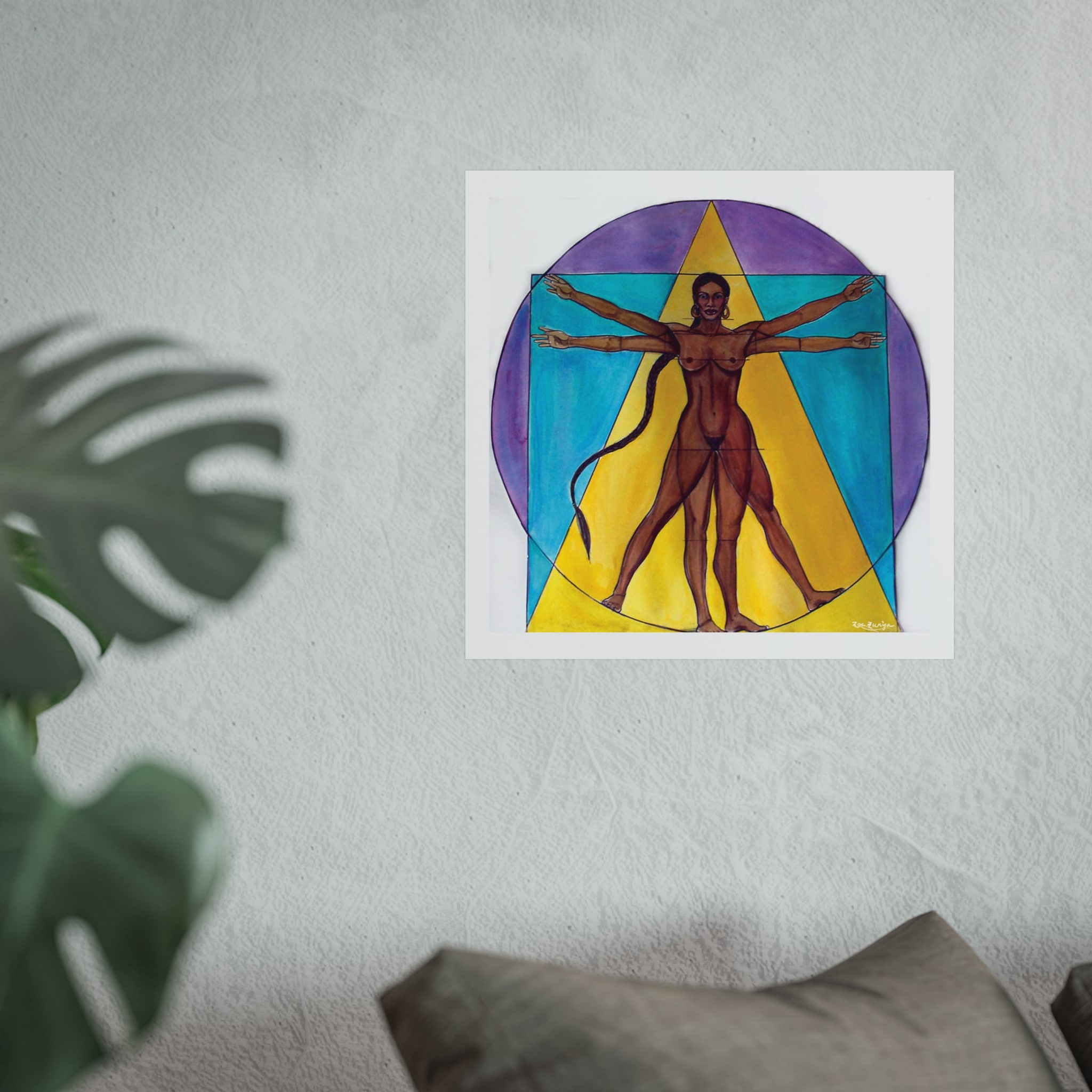 Art Poster: Vitruvian Woman Watercolor Reinterpretation Leonardo's Vitruvian Man - Image 2
