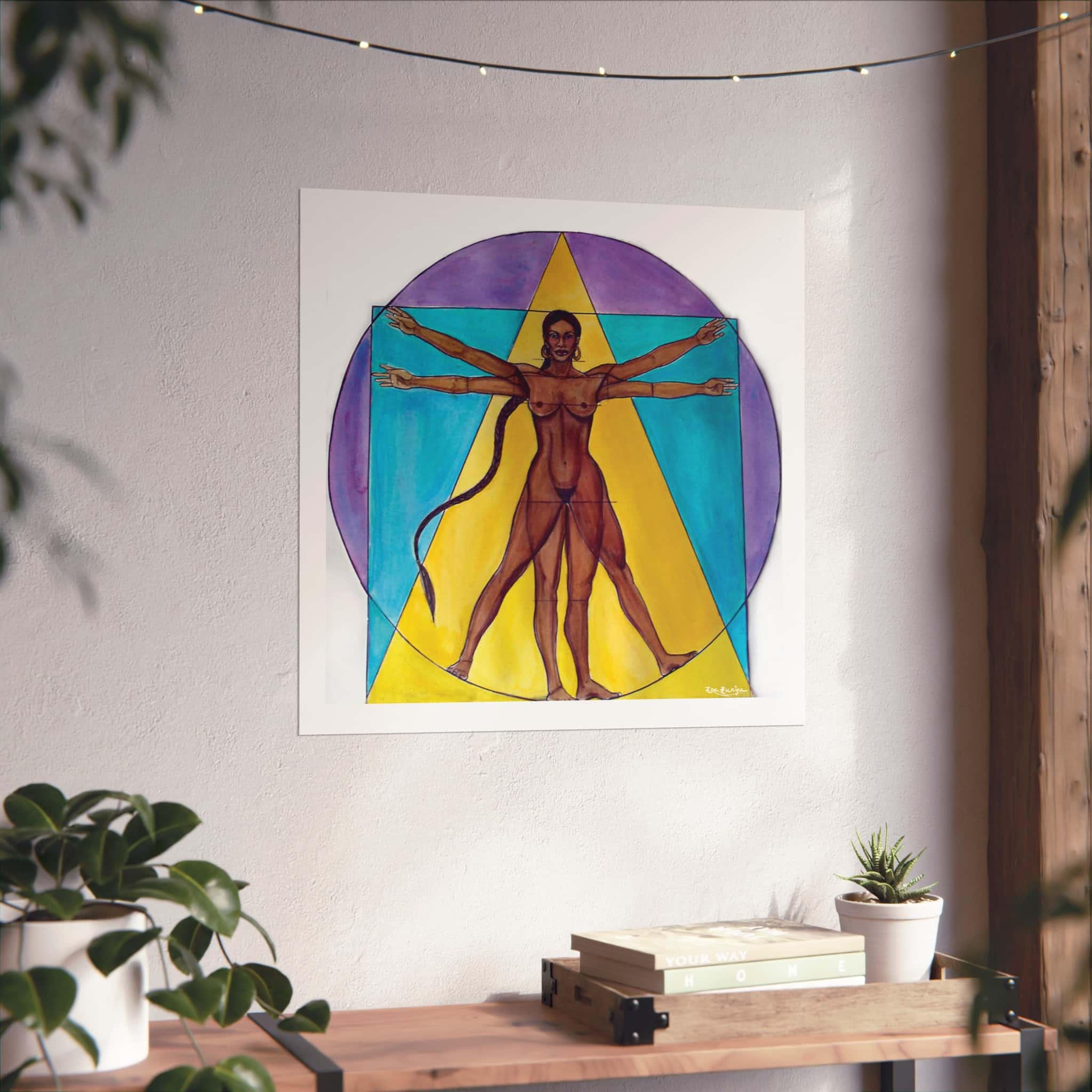 Art Poster: Vitruvian Woman Watercolor Reinterpretation Leonardo's Vitruvian Man - Image 6