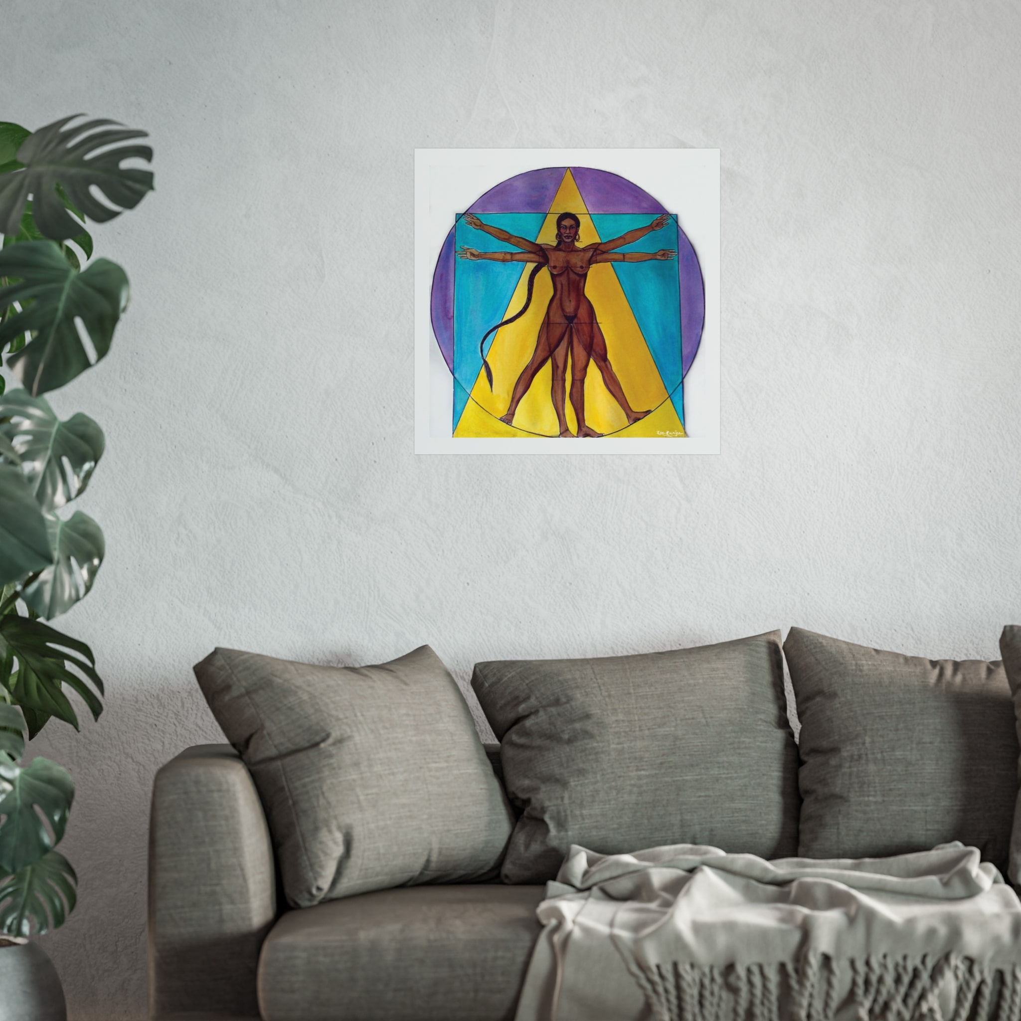 Art Poster: Vitruvian Woman Watercolor Reinterpretation Leonardo's Vitruvian Man - Image 5
