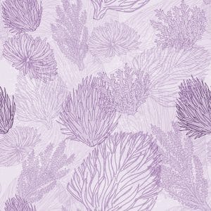 Mocrhrome purple overlapping coral pattern on pale purple ground wallpaper