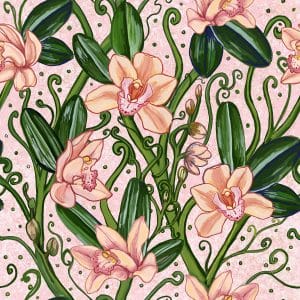 tropical floral repeating pattern wallpaper