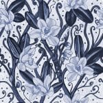 morticia blue traling tropical orchid wallpaper