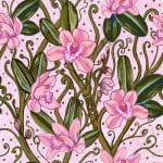 blush pink tropcal orchid wallpaper