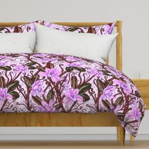 trailing orchind sheet set purple and green
