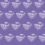 lavender and white art nouveau iris floral wallpaper