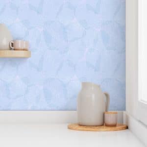Teal fan coral pattern for wallpaper and fabric