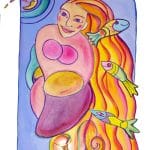 goddess of the three fishes illustration