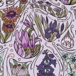 art nouveau wlidflower floral wallpaper