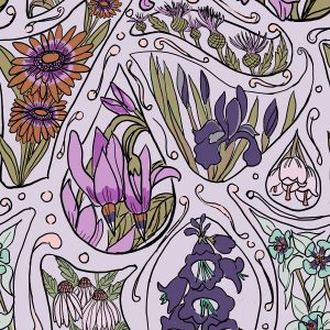 art nouveau wlidflower floral wallpaper