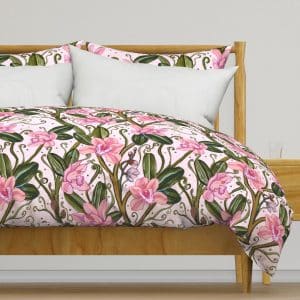 blushing-orchid-trailing-floral-duvet-medium repeating pattern, by Zoe Zuniga