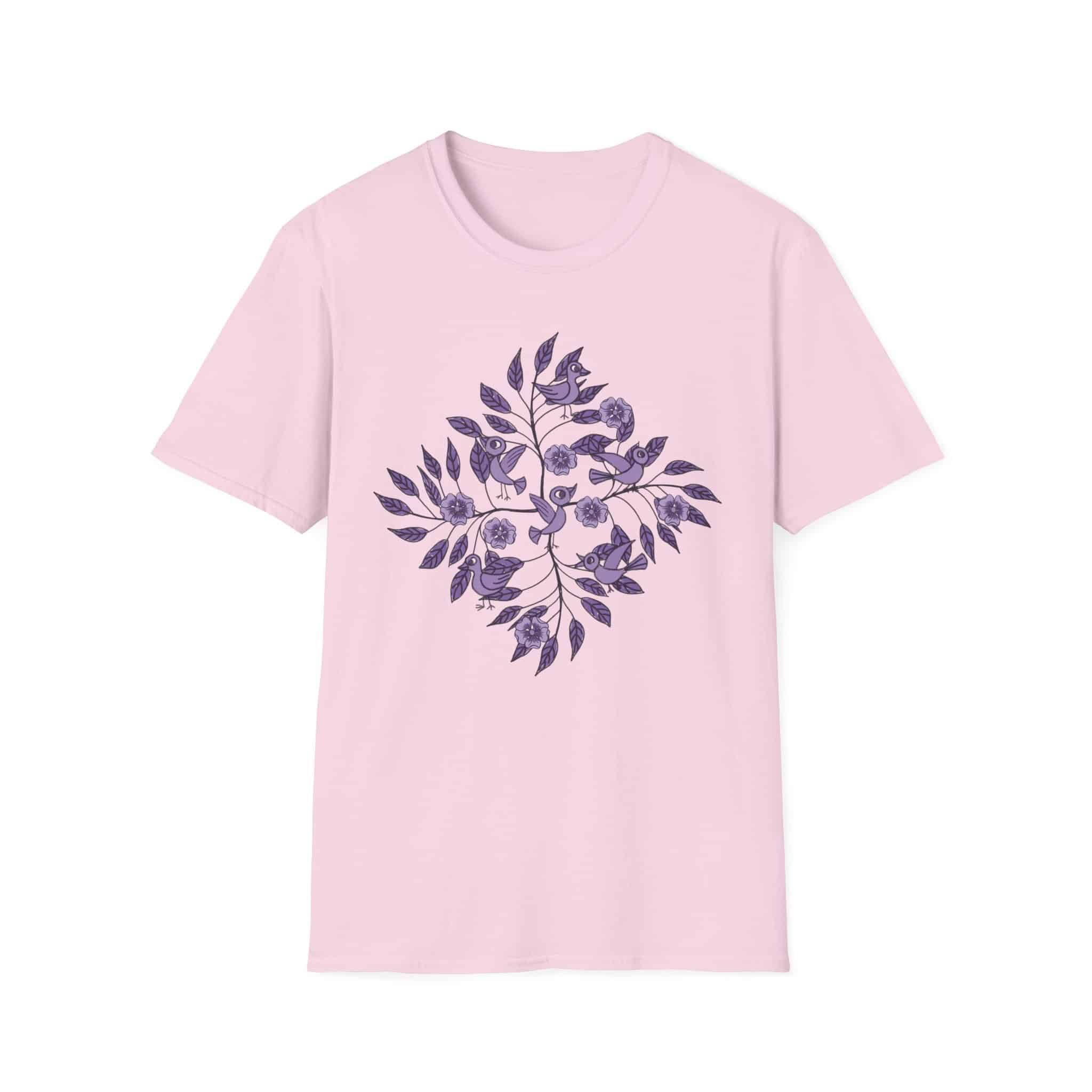 Floral Bird Tee — Purple Botanical Branch Graphic T-Shirt - Image 10