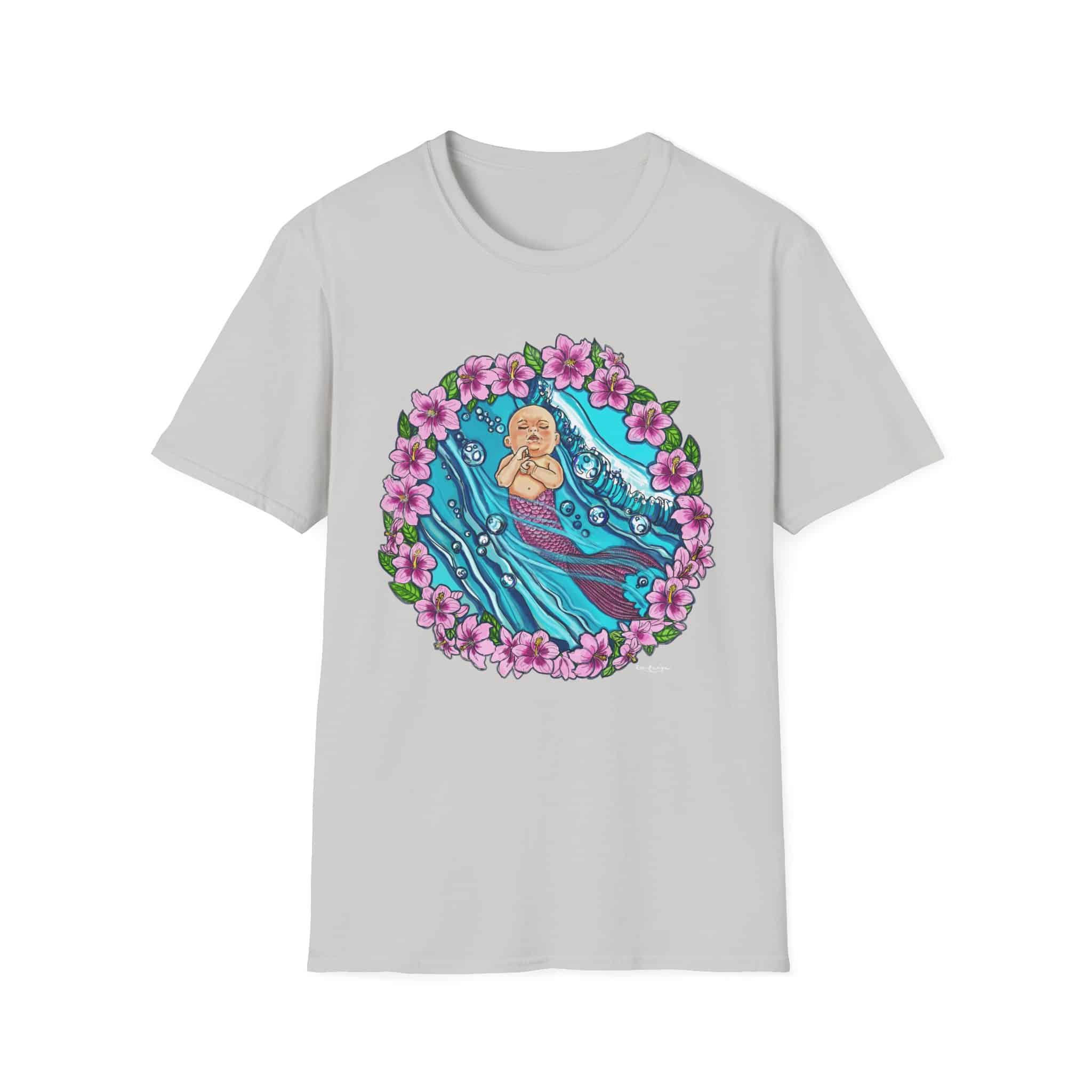 Waves Baby Mermaid Beach Vibes T-Shirt — Tropical Floral Ocean Graphic - Image 24