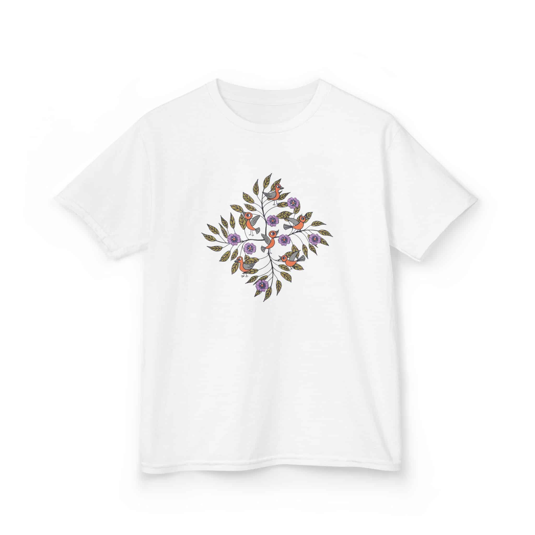Kids Tee — Colorful Leaf Bird and Floral Mosaic Graphic Kids T-Shirt | Nature-Inspired Autumn Shirt for Boys & Girls - Image 9
