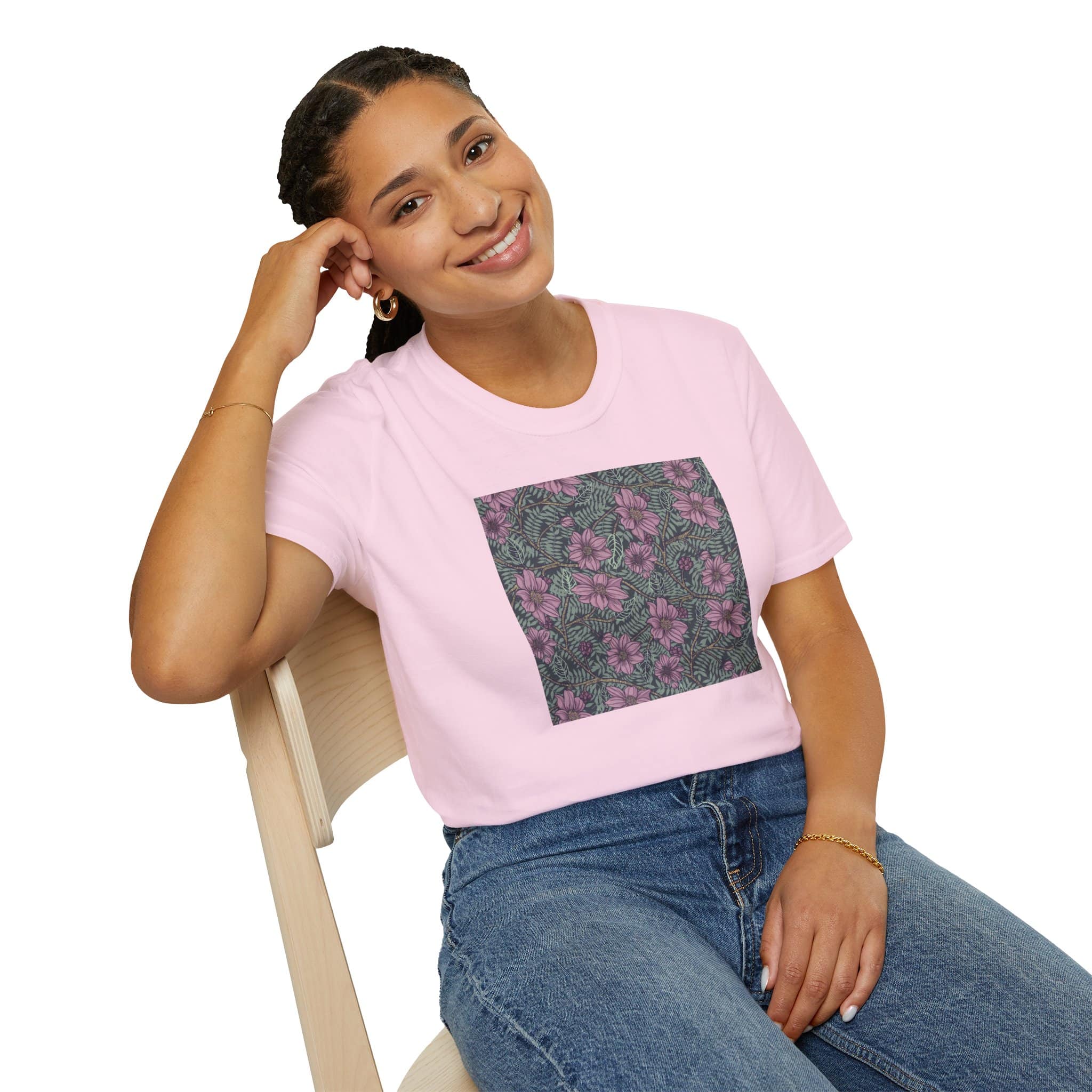Floral Hibiscus Pattern T-Shirt — Vintage Tropical Flower Tee - Image 4