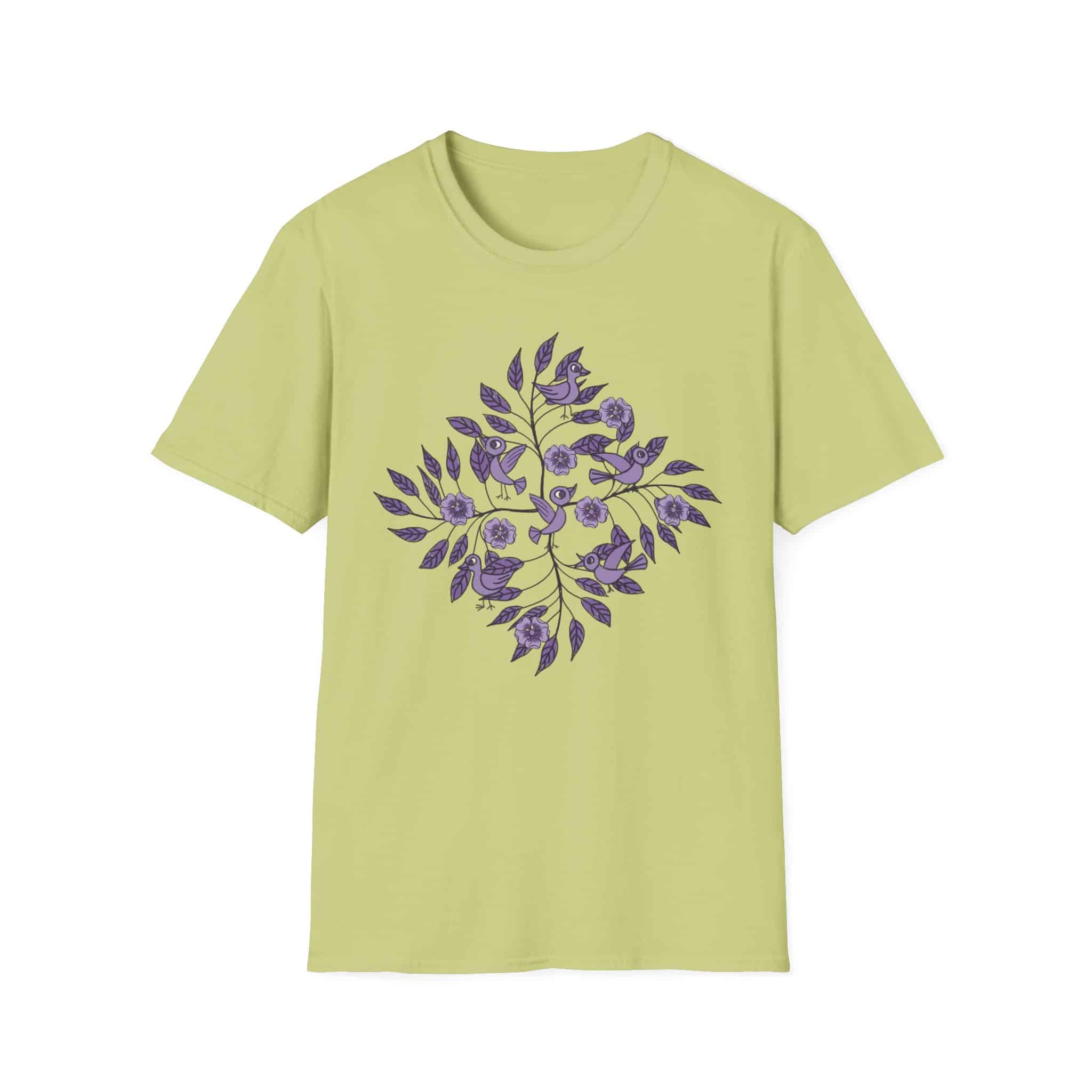 Floral Bird Tee — Purple Botanical Branch Graphic T-Shirt - Image 13