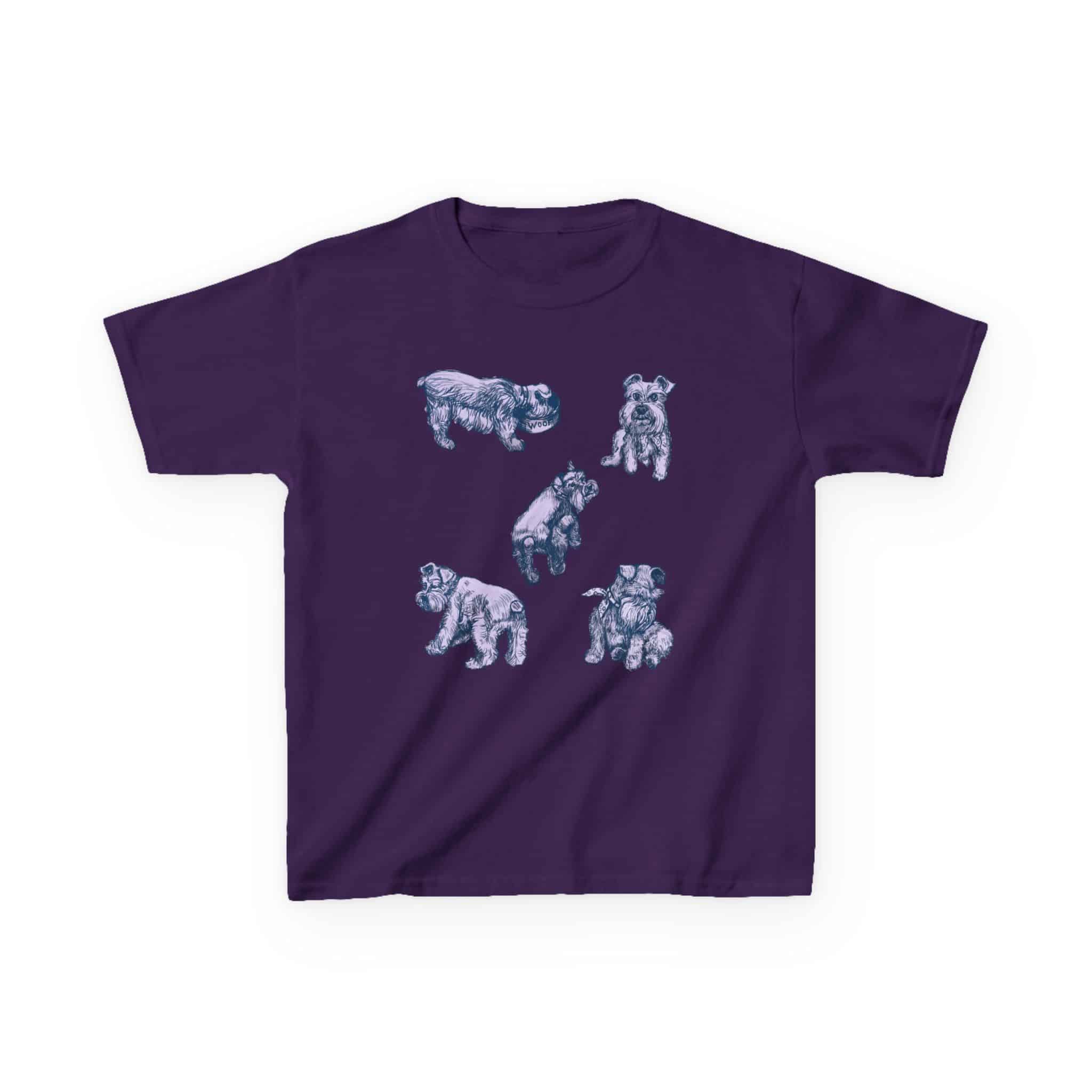 Kids Tee — Cute Schnauzer Puppy Sketches Cotton T‑Shirt - Image 28