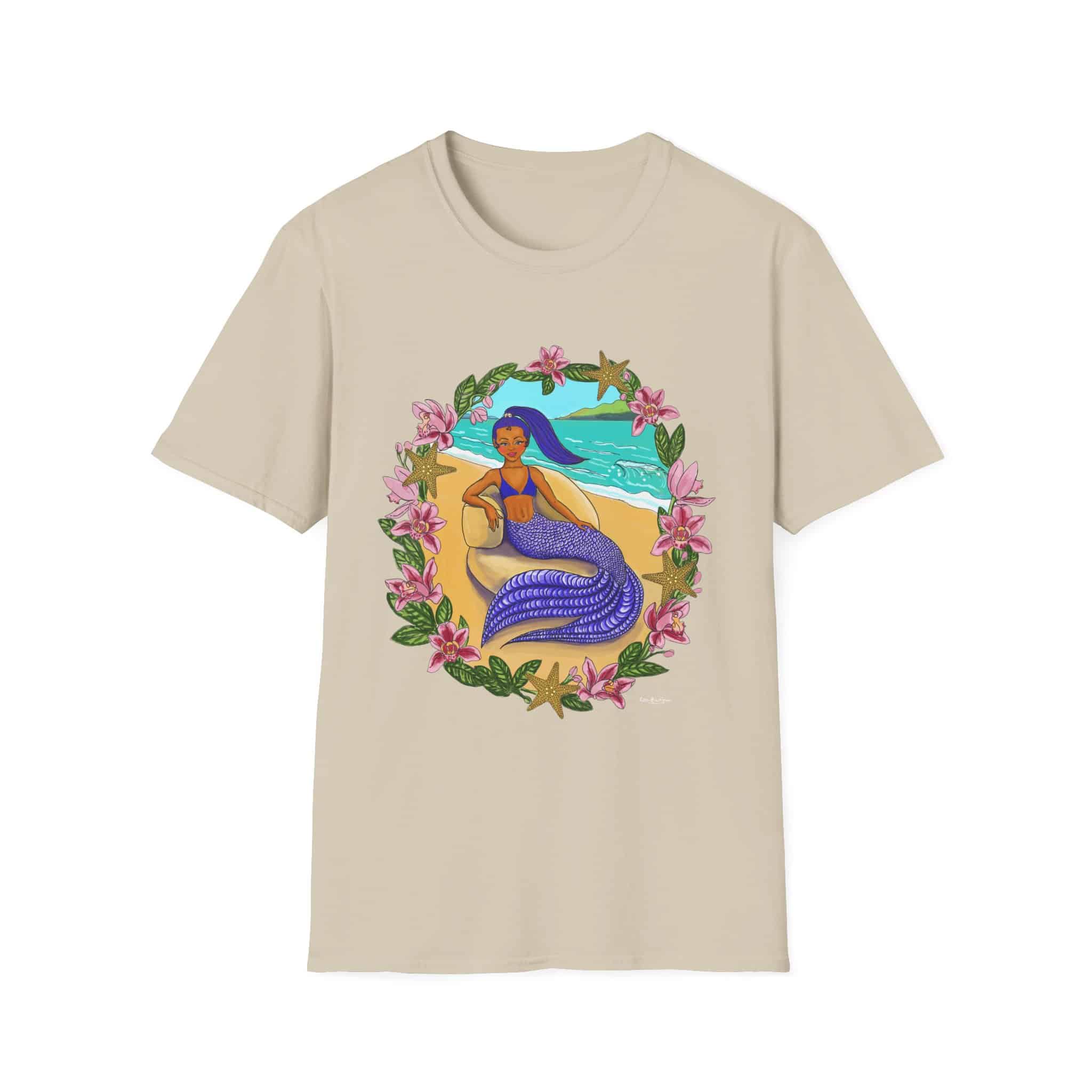 Blue-Haired Mermaid2 Beach Vibes T-Shirt — Tropical Floral Ocean Graphic - Image 30