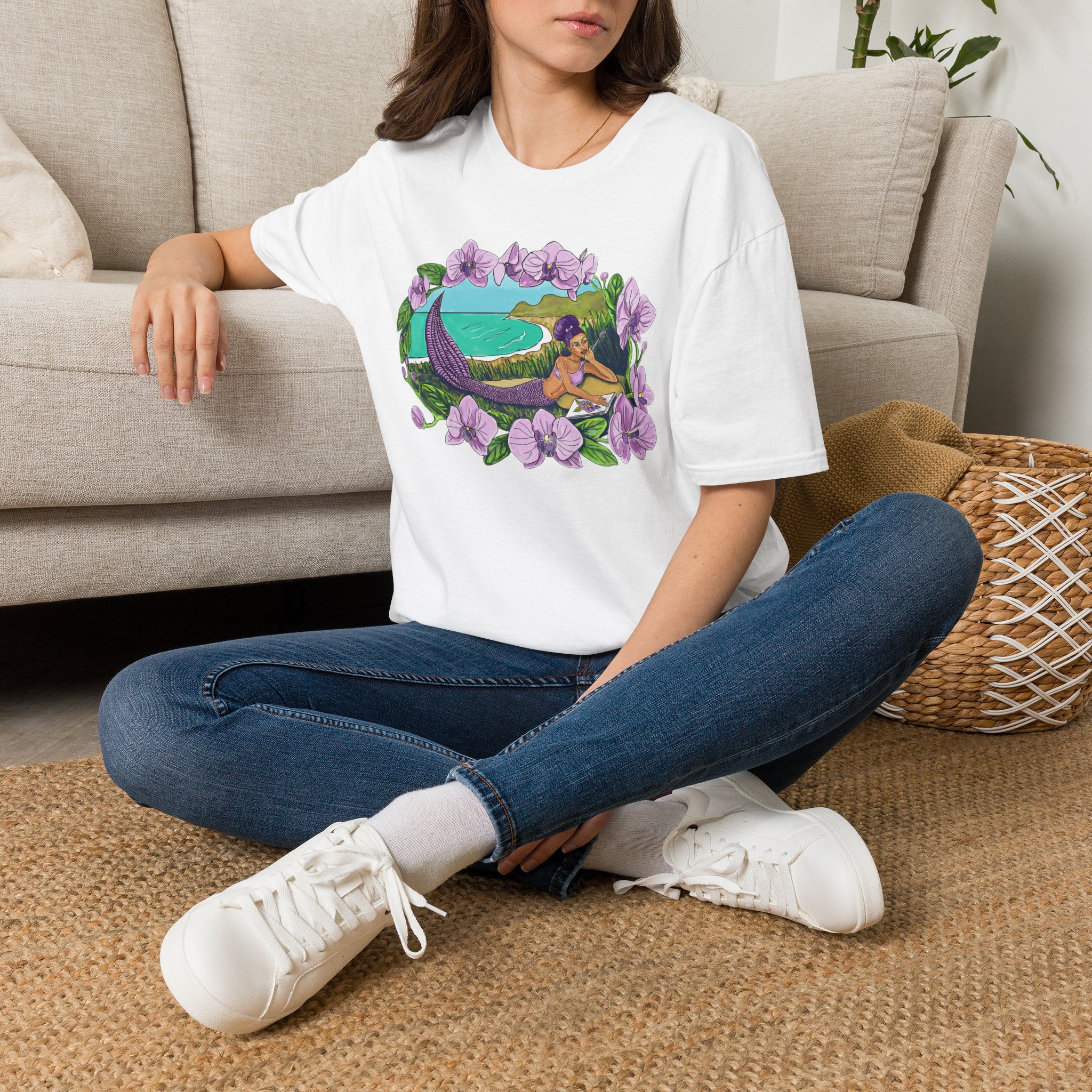Mermaid Beach Vibes T-Shirt — Tropical Floral Ocean Graphic - Image 5