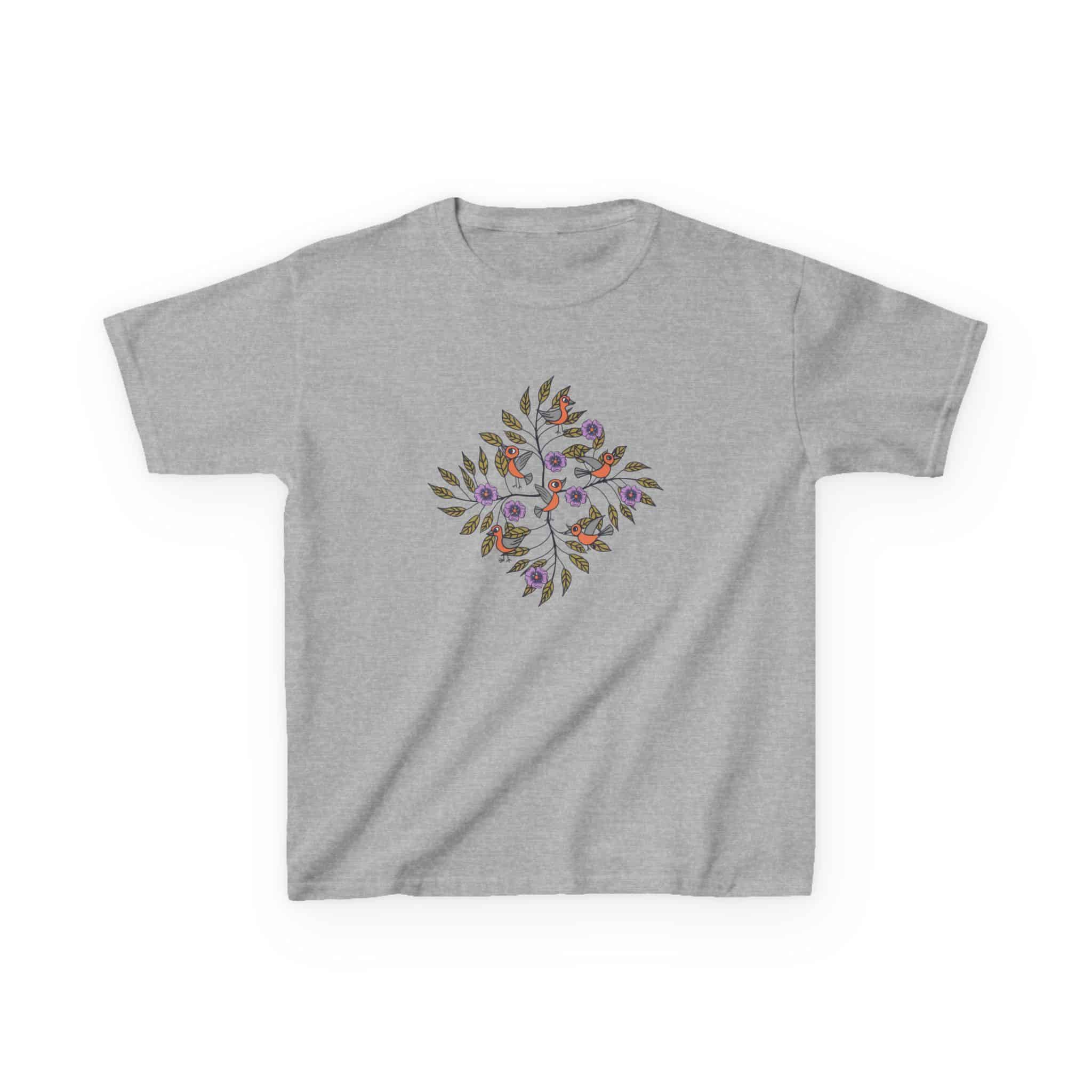 Kids Tee — Colorful Leaf Bird and Floral Mosaic Graphic Kids T-Shirt | Nature-Inspired Autumn Shirt for Boys & Girls - Image 11