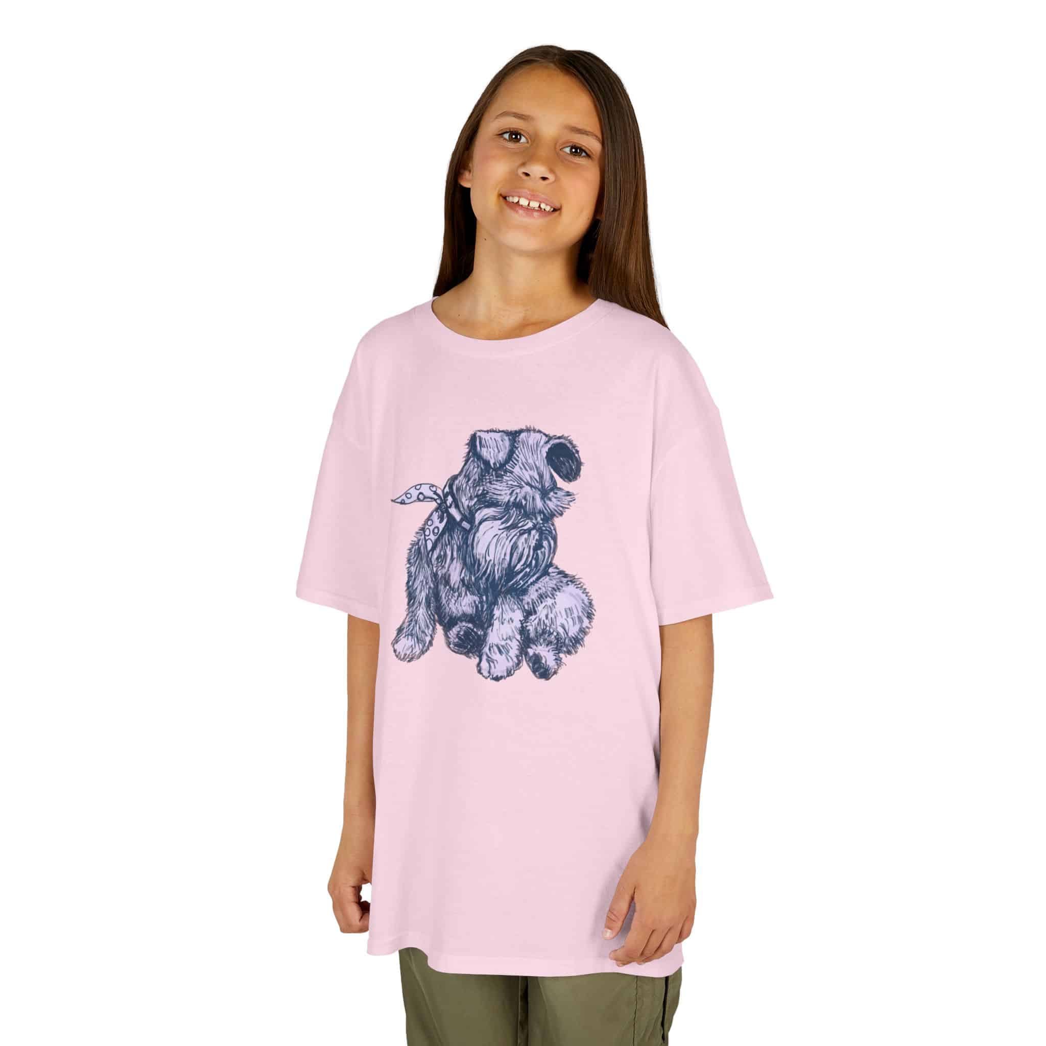 Kids T‑Shirt — Schnauzer Dog Sketch Tee - Image 33