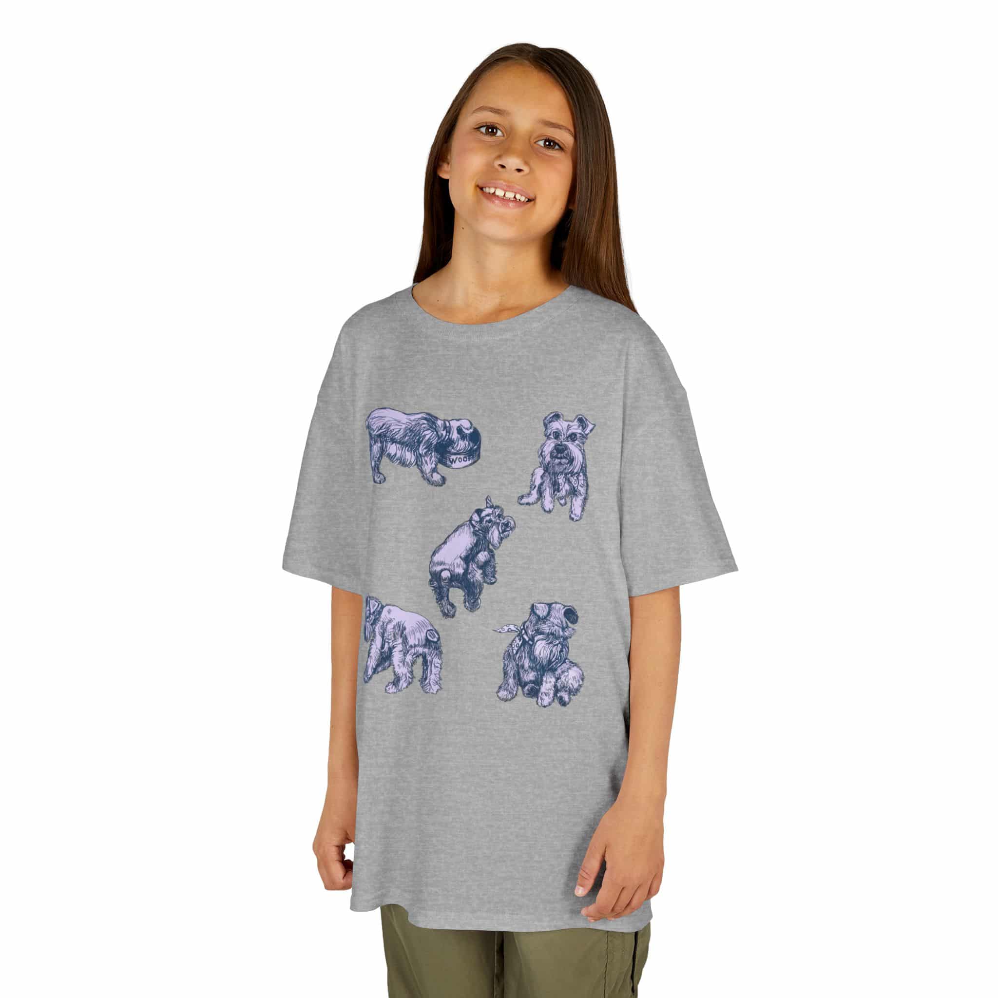Kids Tee — Cute Schnauzer Puppy Sketches Cotton T‑Shirt - Image 16
