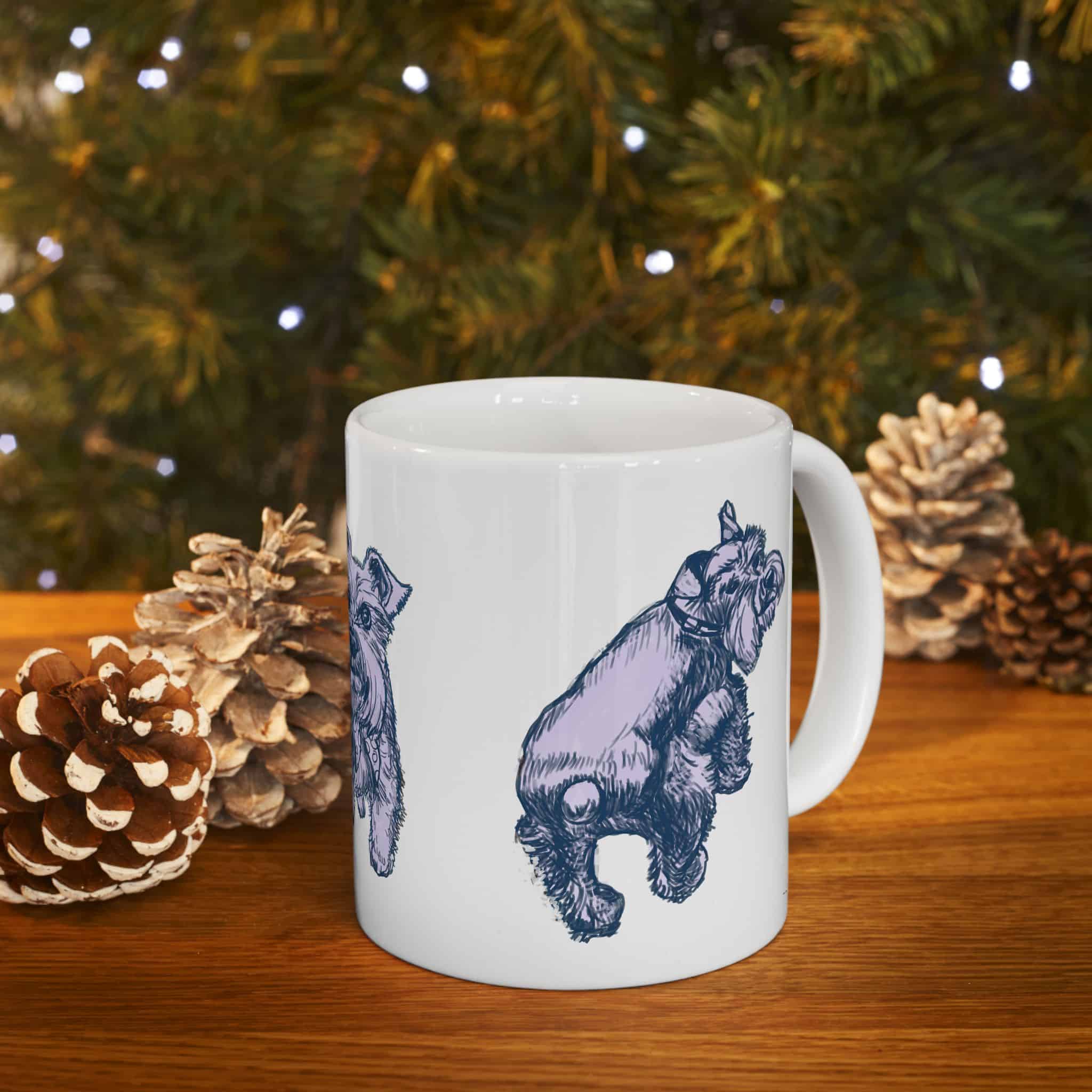 Schnauzer Sketch Ceramic Mug — Illustrated Dog Lover Coffee Cup (11oz, 15oz)
