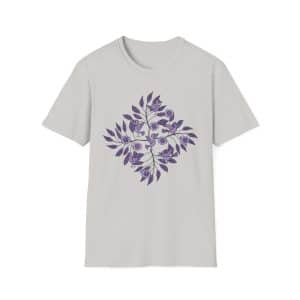 Floral Bird Tee — Purple Botanical Branch Graphic T-Shirt