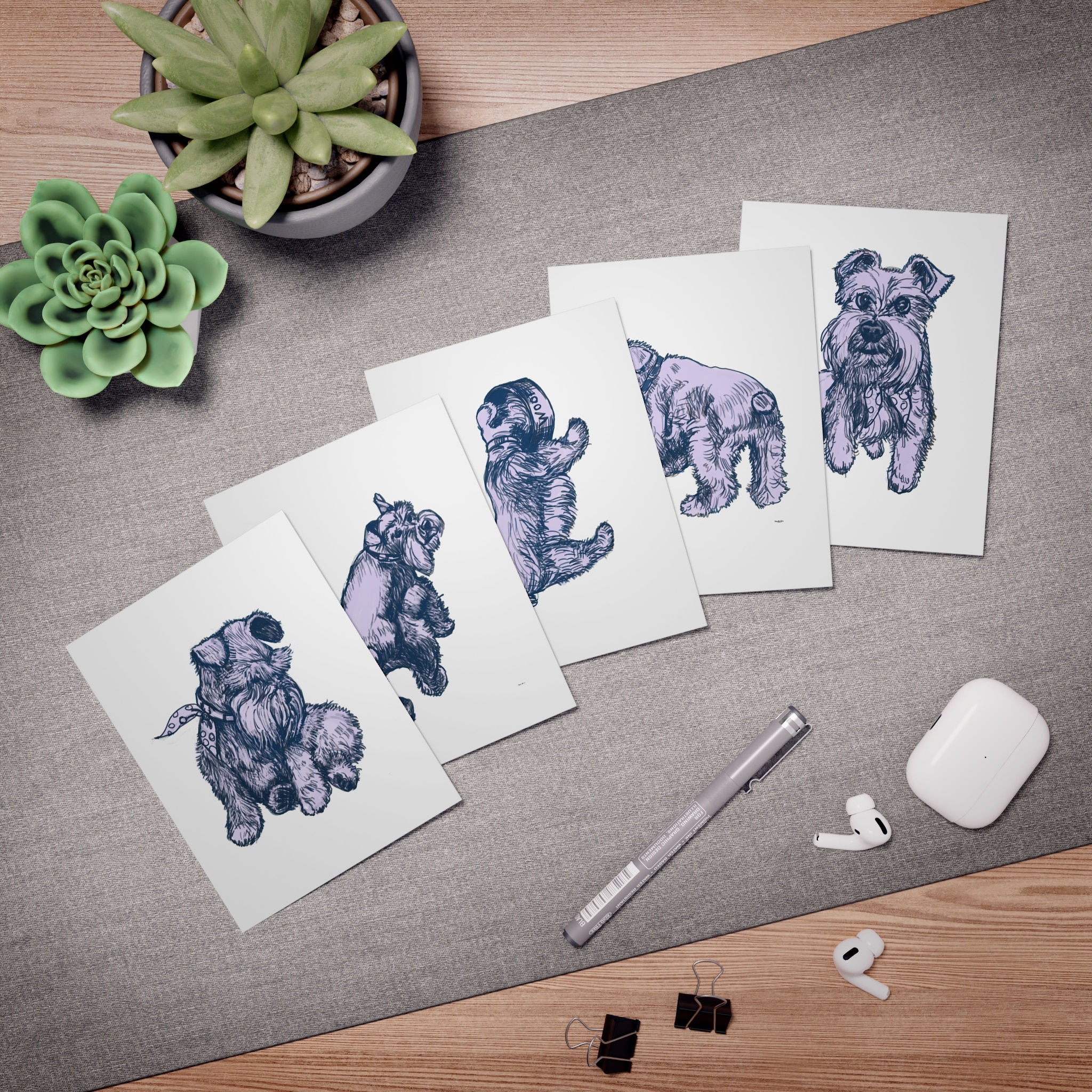 Schnauzer Sketch Greeting Cards – 5-Pack Blank Note Cards with Hand-Drawn Dog Illustrations - Image 4