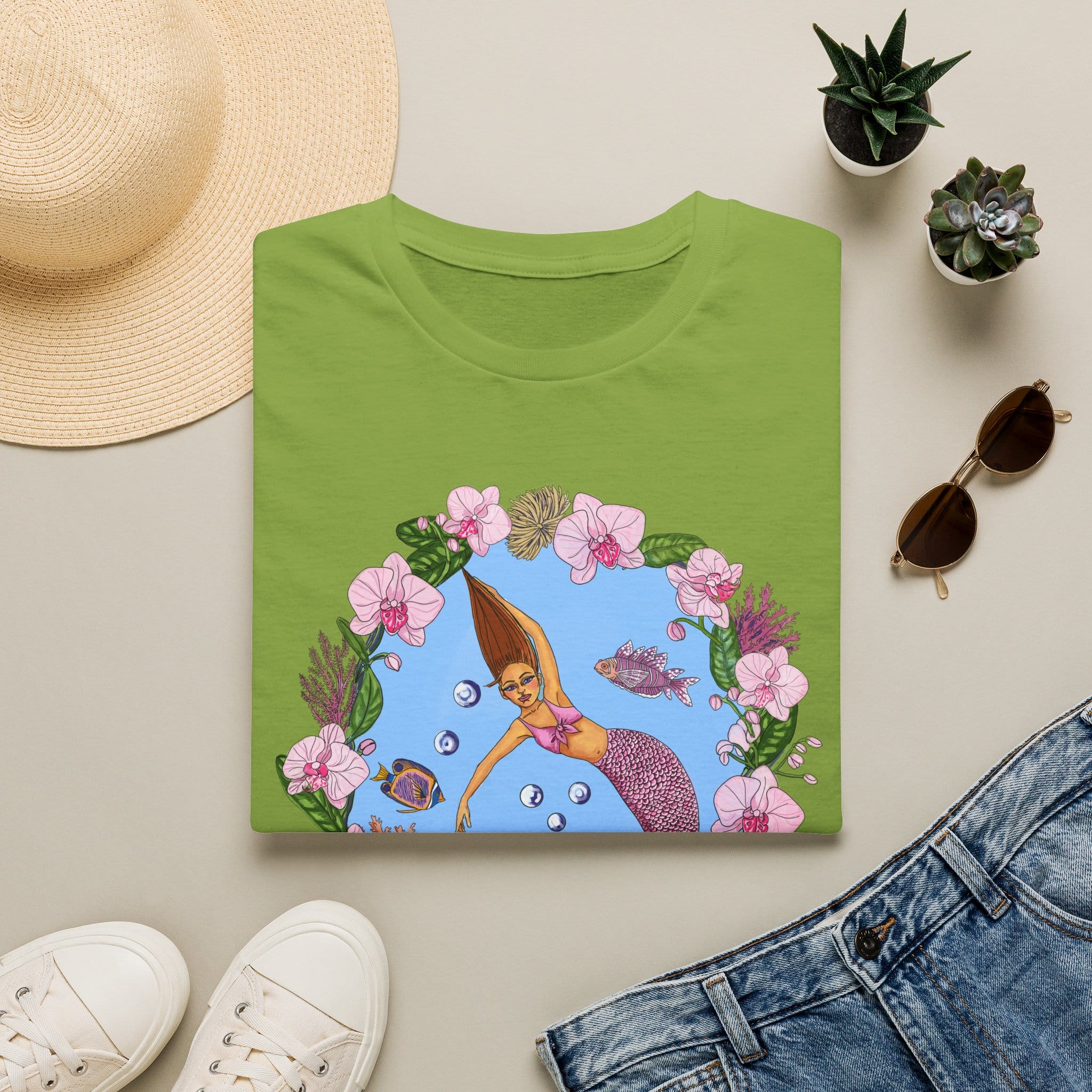 Mermaid Beach Vibes T-Shirt — Tropical Floral Ocean Graphic - Image 25