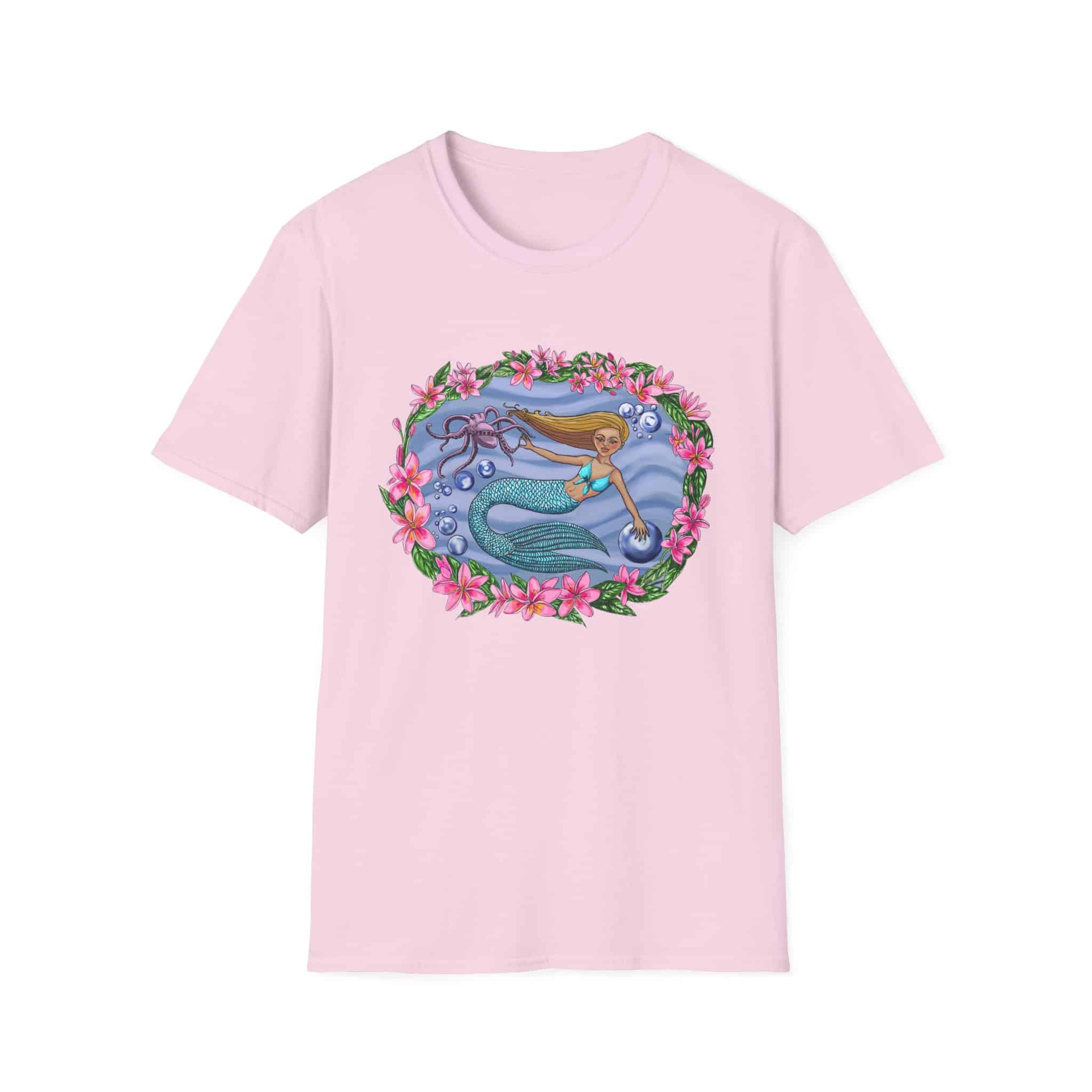 Mermaid With Octopus Beach Vibes T-Shirt — Tropical Floral Ocean Graphic - Image 6