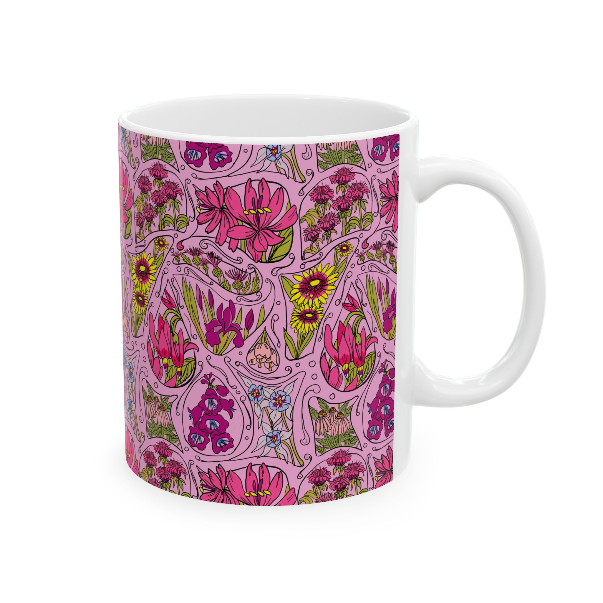 Pink Wildflower Ceramic Mug — 11oz & 15oz - Image 2