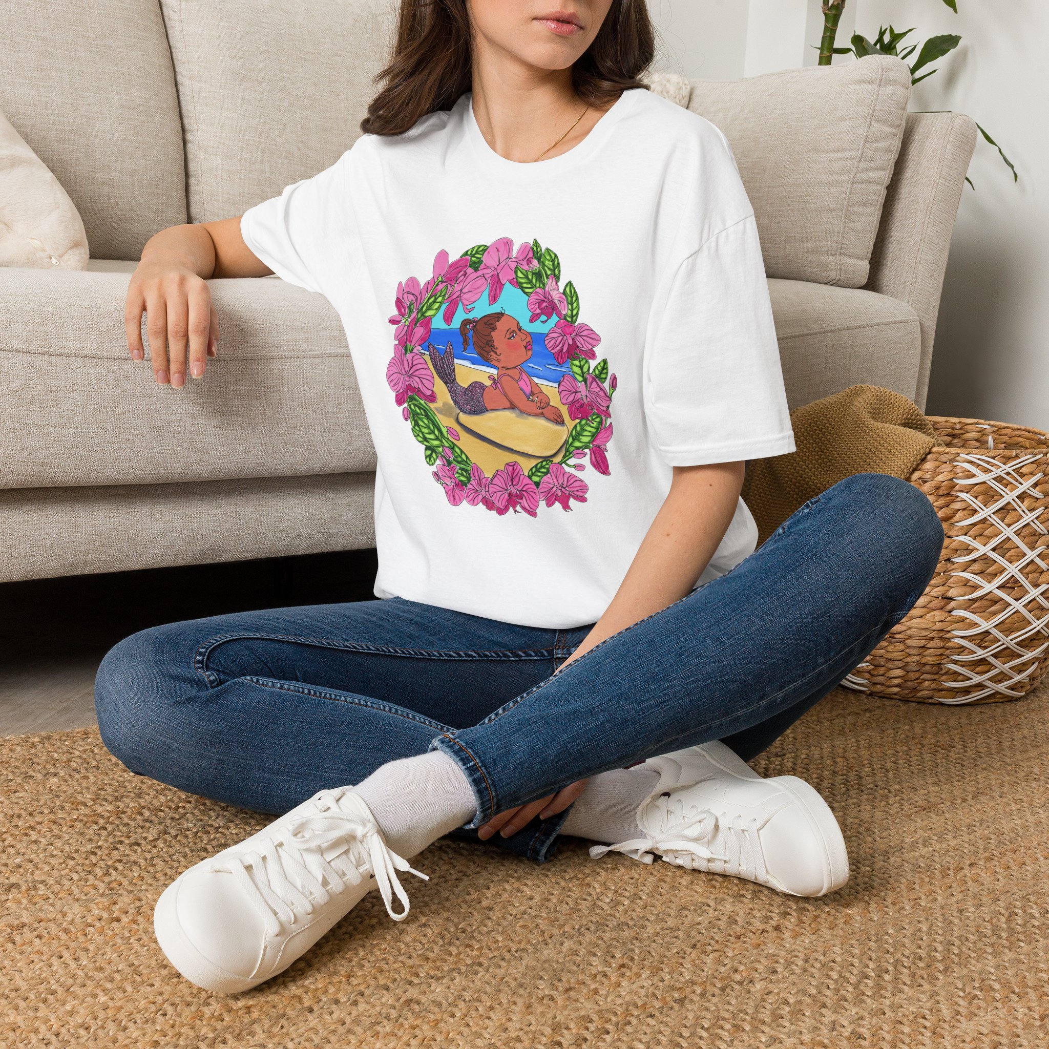 Mer-Toddler Sunbathing Beach Vibes T-Shirt — Tropical Floral Ocean Graphic - Image 11