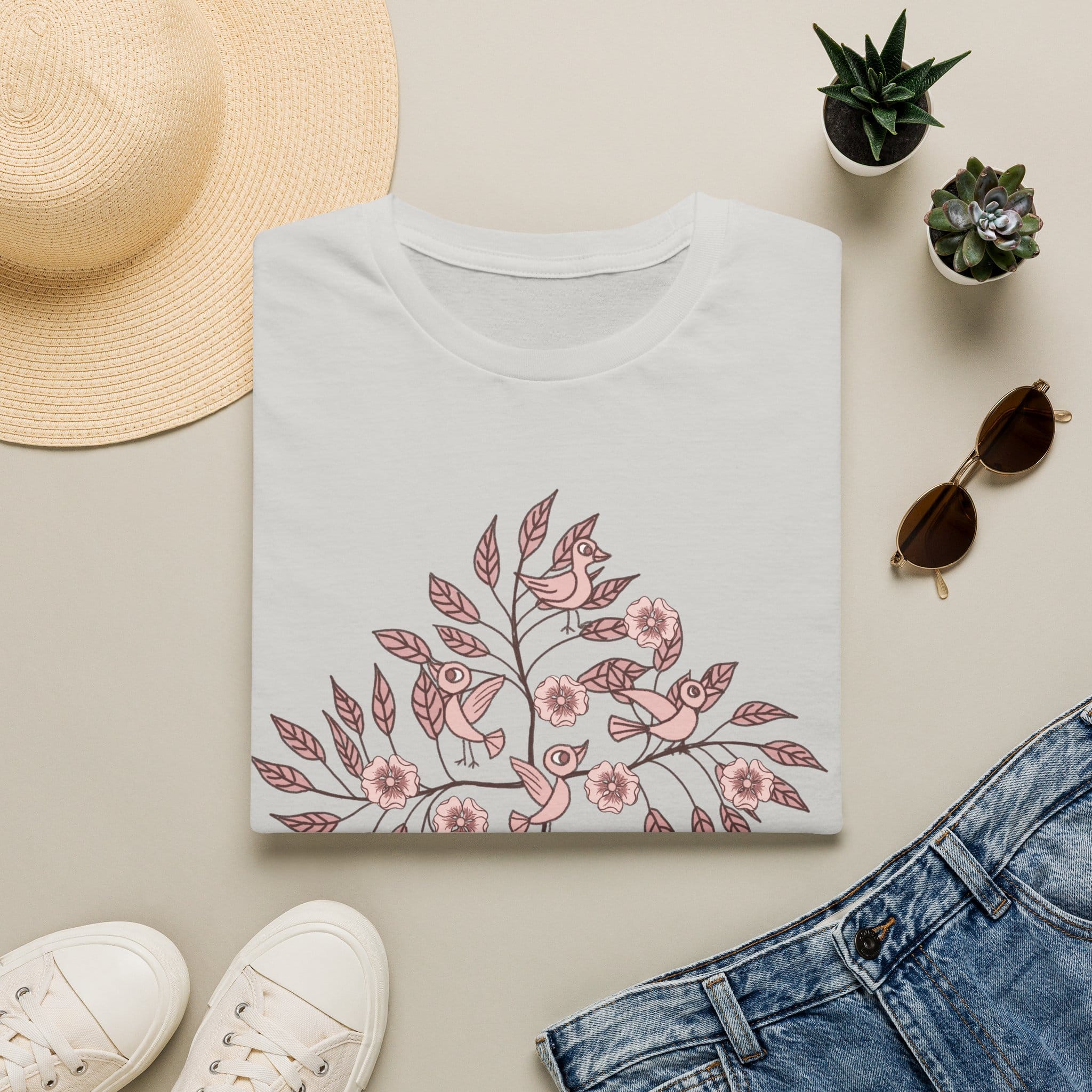 Floral Bird Branch T‑Shirt — Vintage Rose Botanical Graphic Tee - Image 11