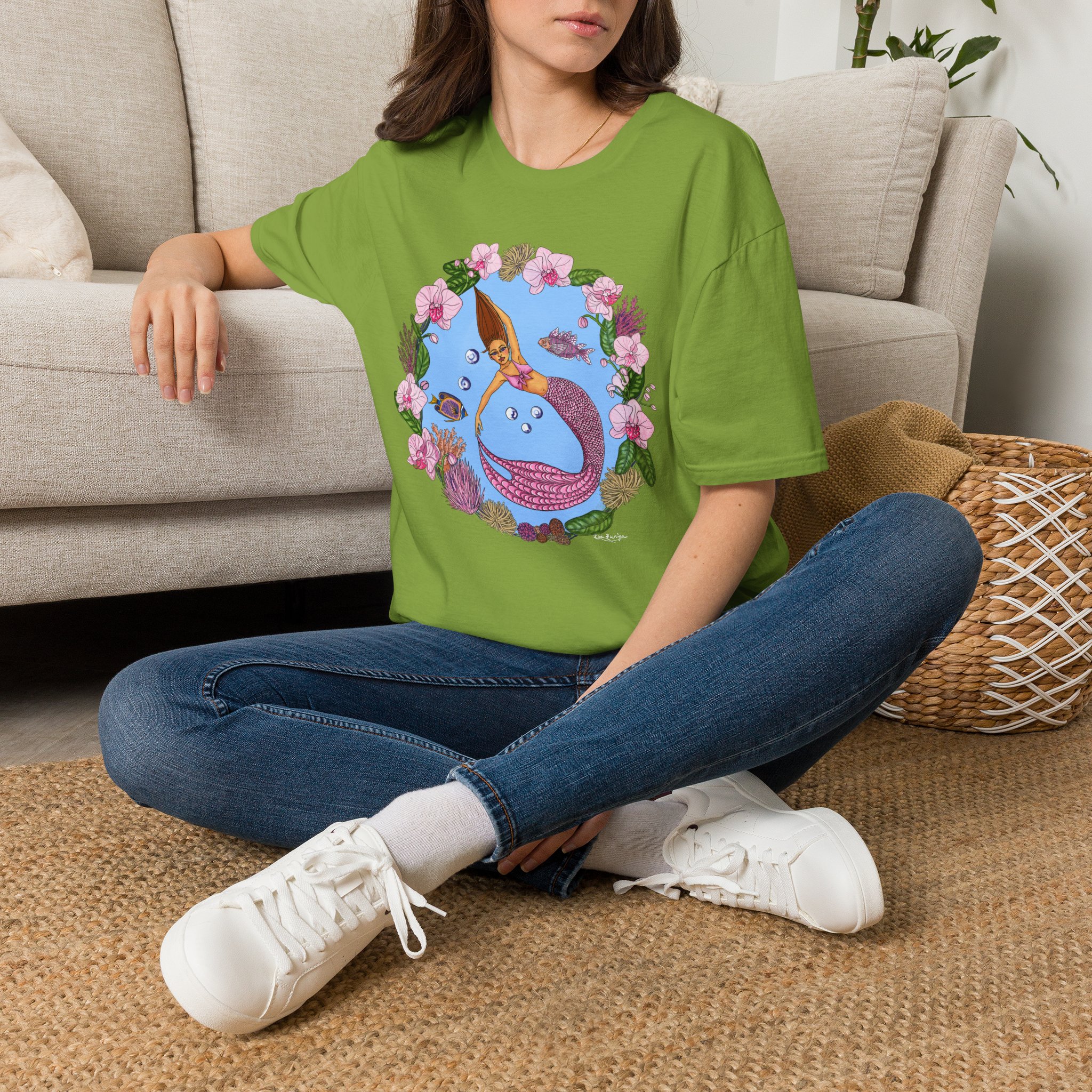 Mermaid Beach Vibes T-Shirt — Tropical Floral Ocean Graphic - Image 26