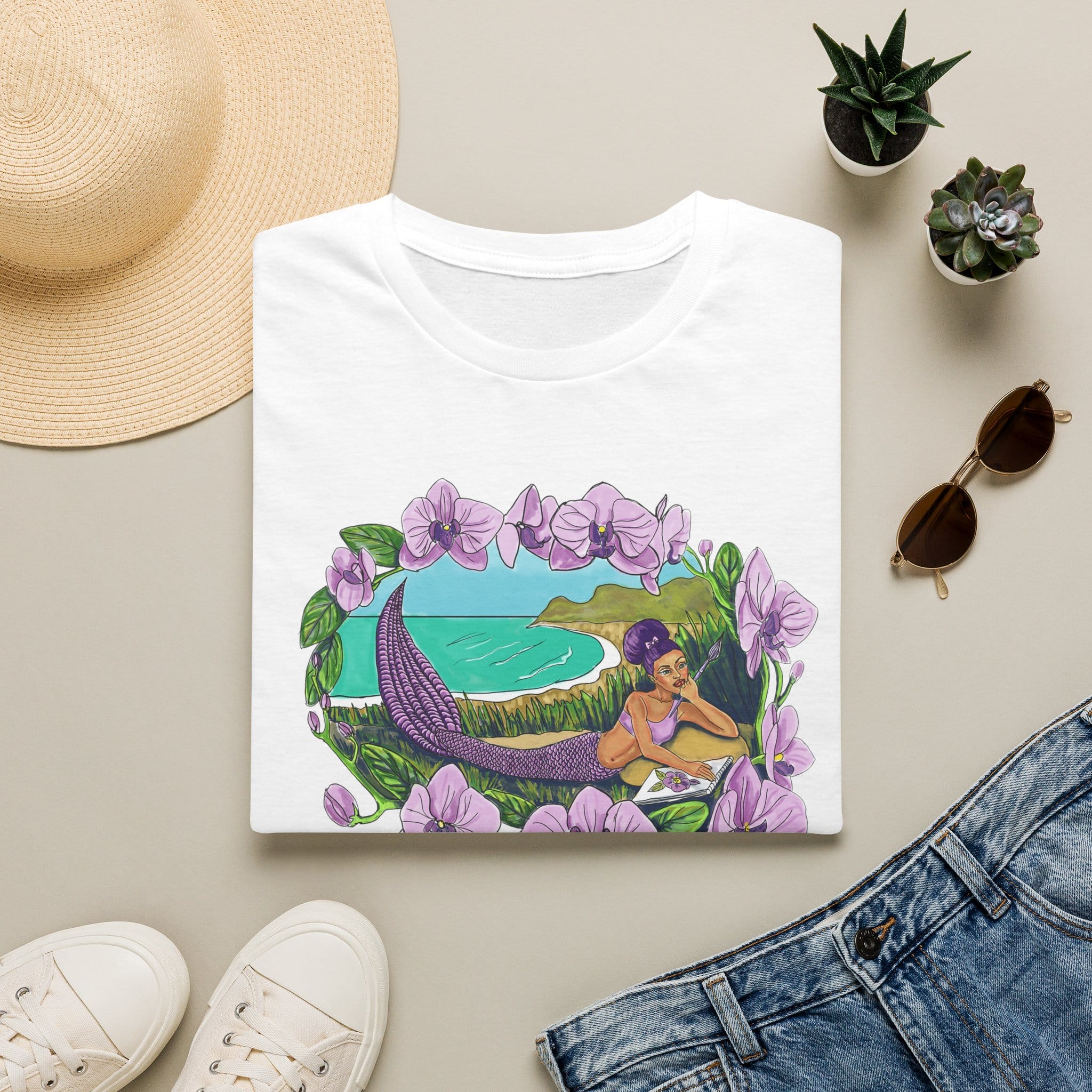Mermaid Beach Vibes T-Shirt — Tropical Floral Ocean Graphic - Image 4