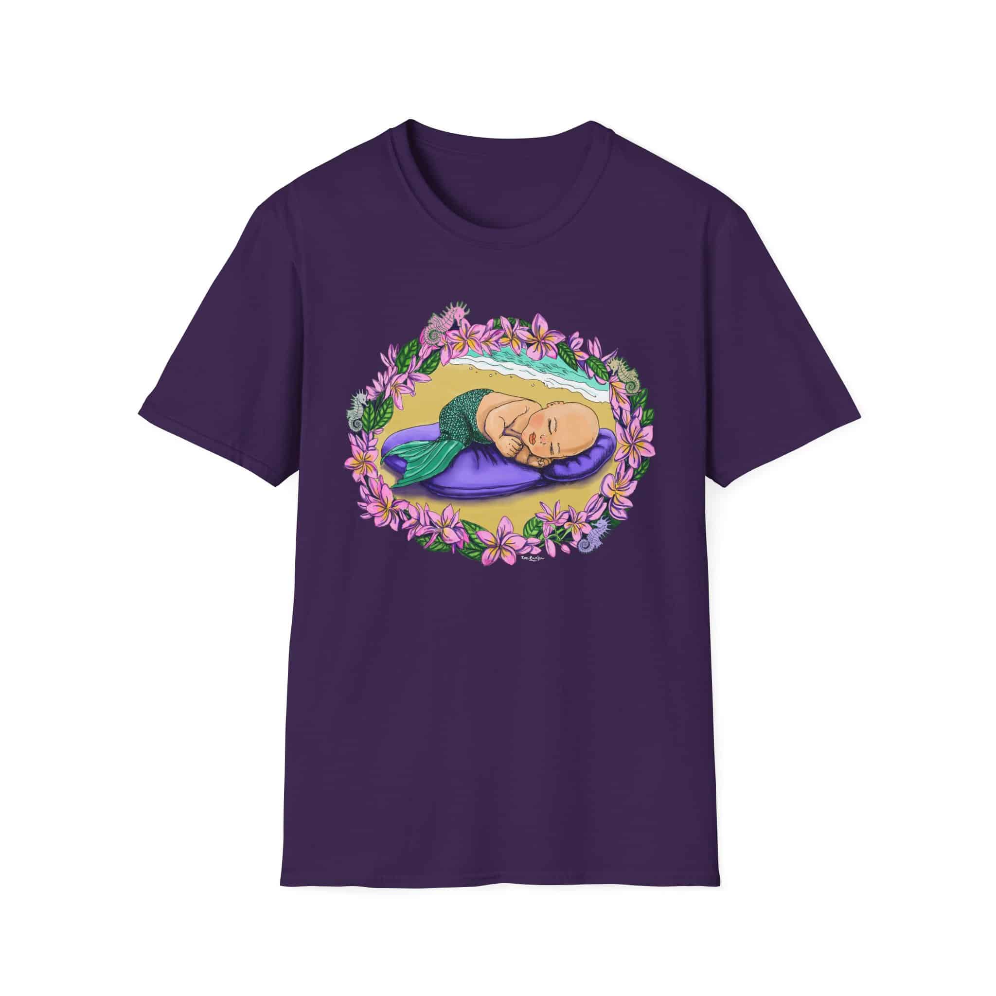 Mer-Toddler Napping on the Beach T-Shirt — Tropical Floral Ocean Graphic - Image 22