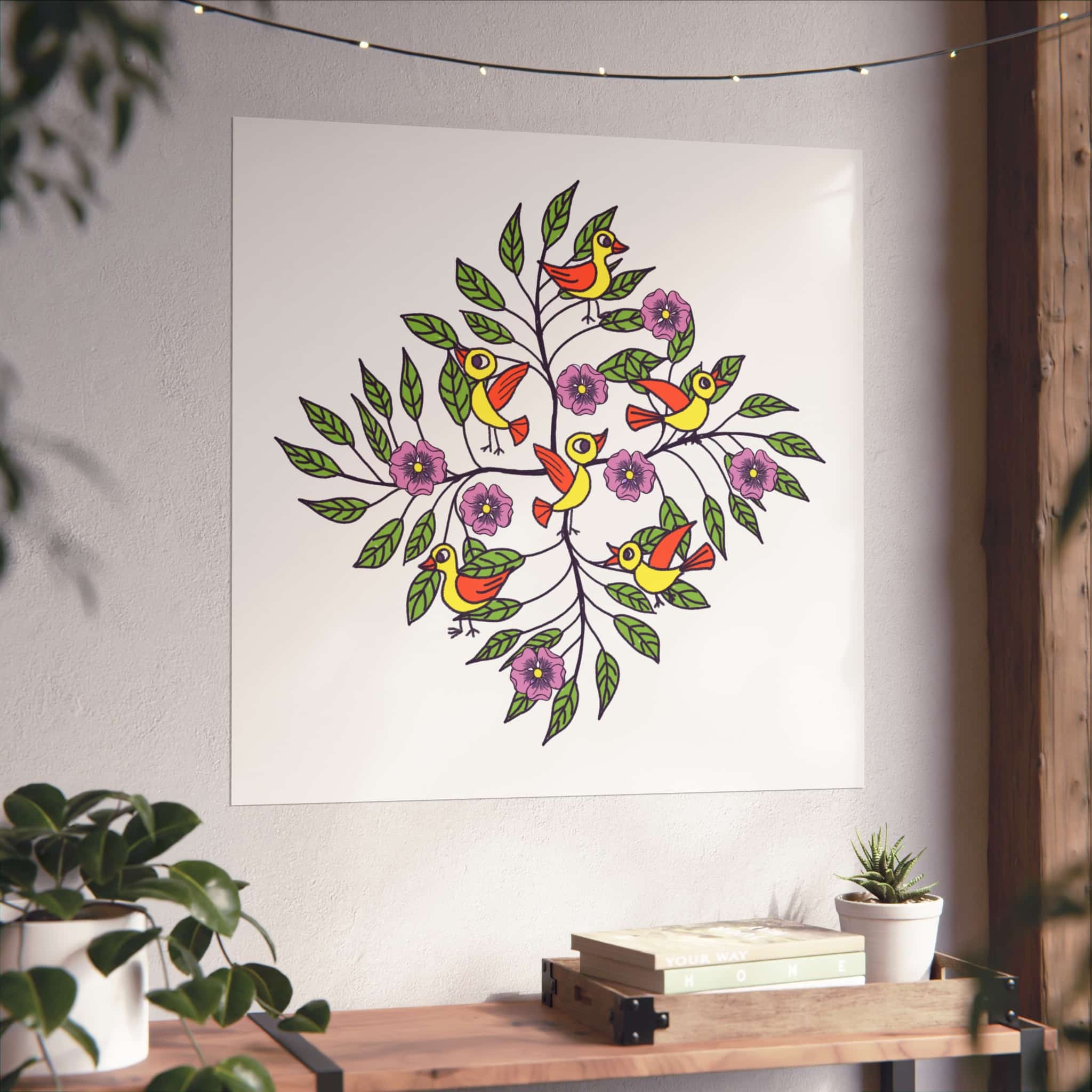 Fine Art Poster — Colorful Folk Birds & Floral Print (Botanical Wall Art) - Image 9