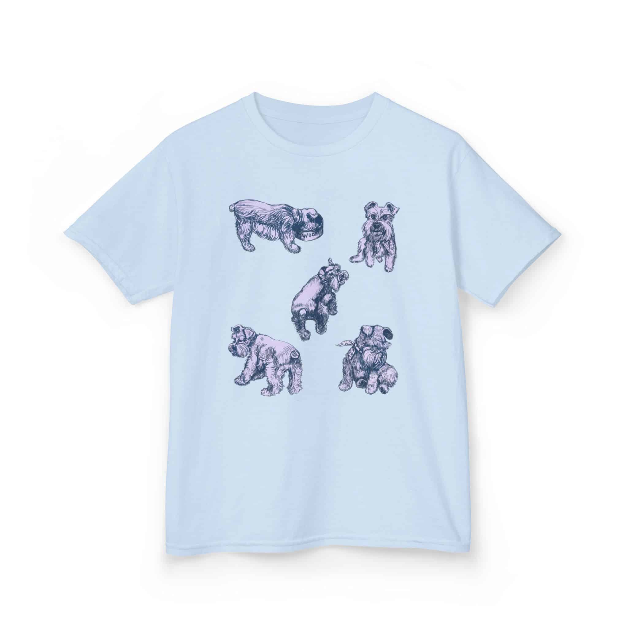 Kids Tee — Cute Schnauzer Puppy Sketches Cotton T‑Shirt - Image 6