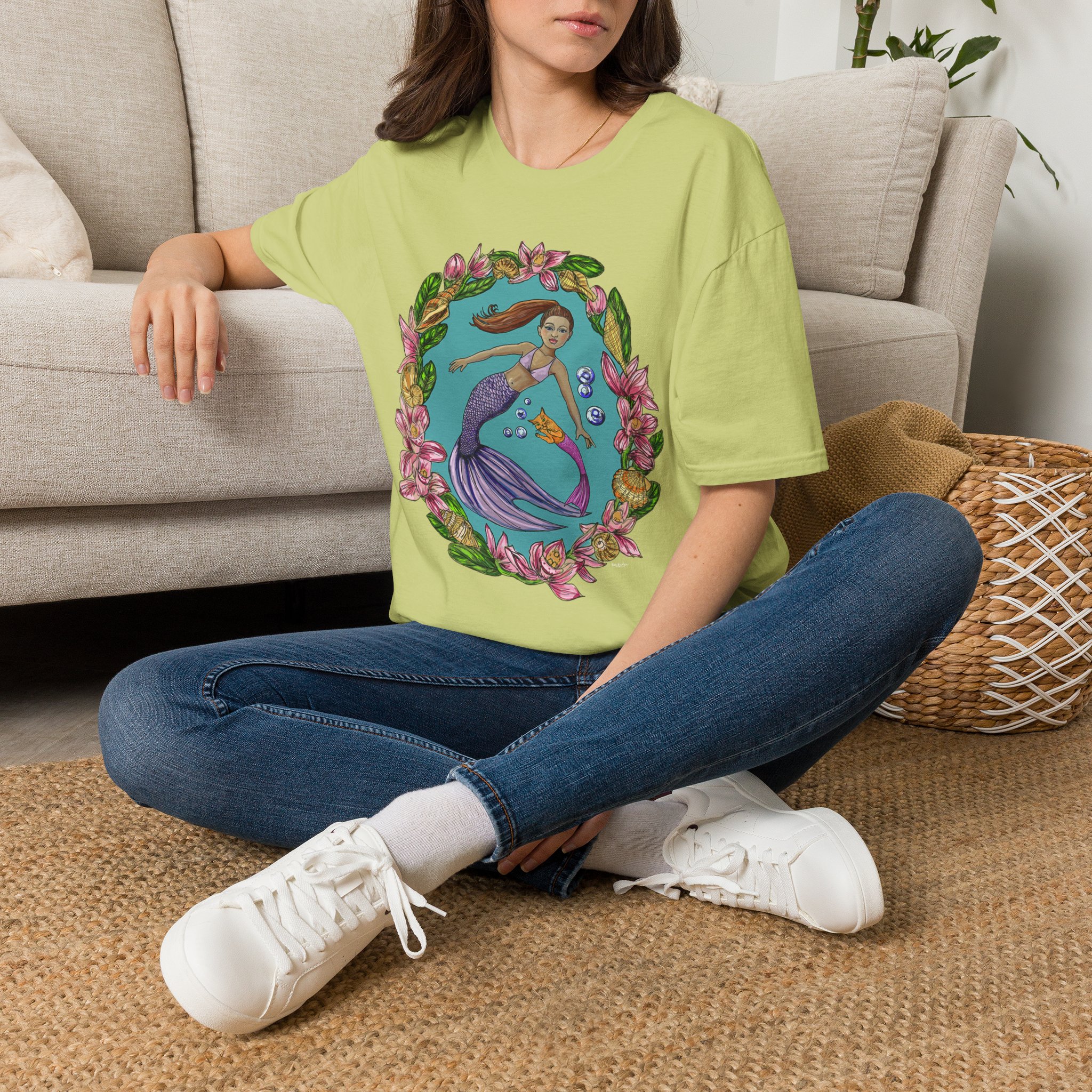 Mercat with Mermaid Beach Vibes T-Shirt — Tropical Floral Ocean Graphic - Image 14