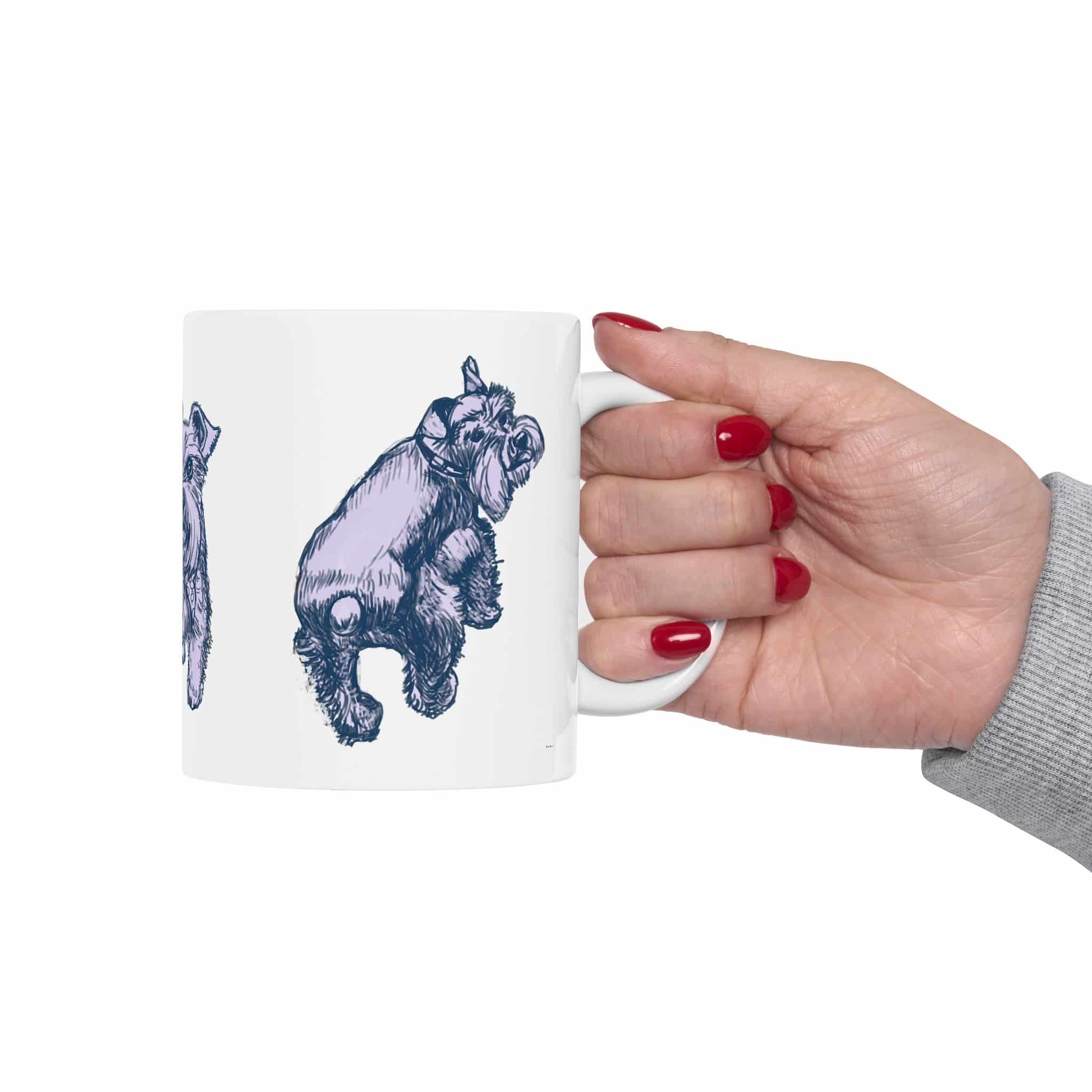 Schnauzer Sketch Ceramic Mug — Illustrated Dog Lover Coffee Cup (11oz, 15oz) - Image 5