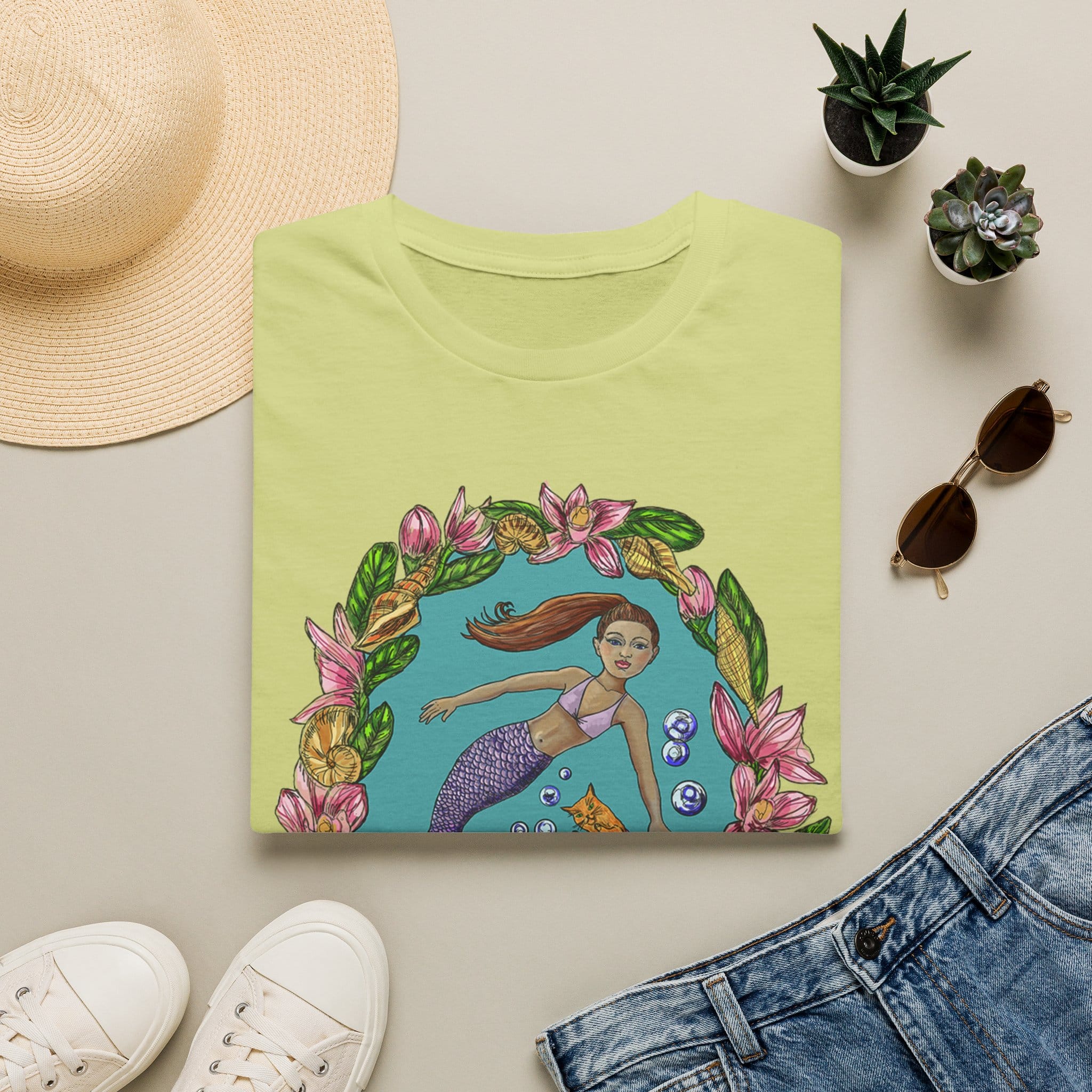 Mercat with Mermaid Beach Vibes T-Shirt — Tropical Floral Ocean Graphic - Image 13