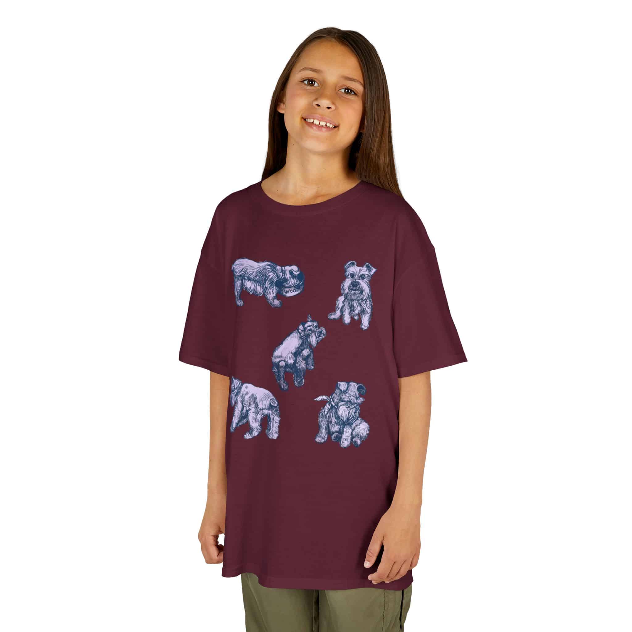 Kids Tee — Cute Schnauzer Puppy Sketches Cotton T‑Shirt - Image 19