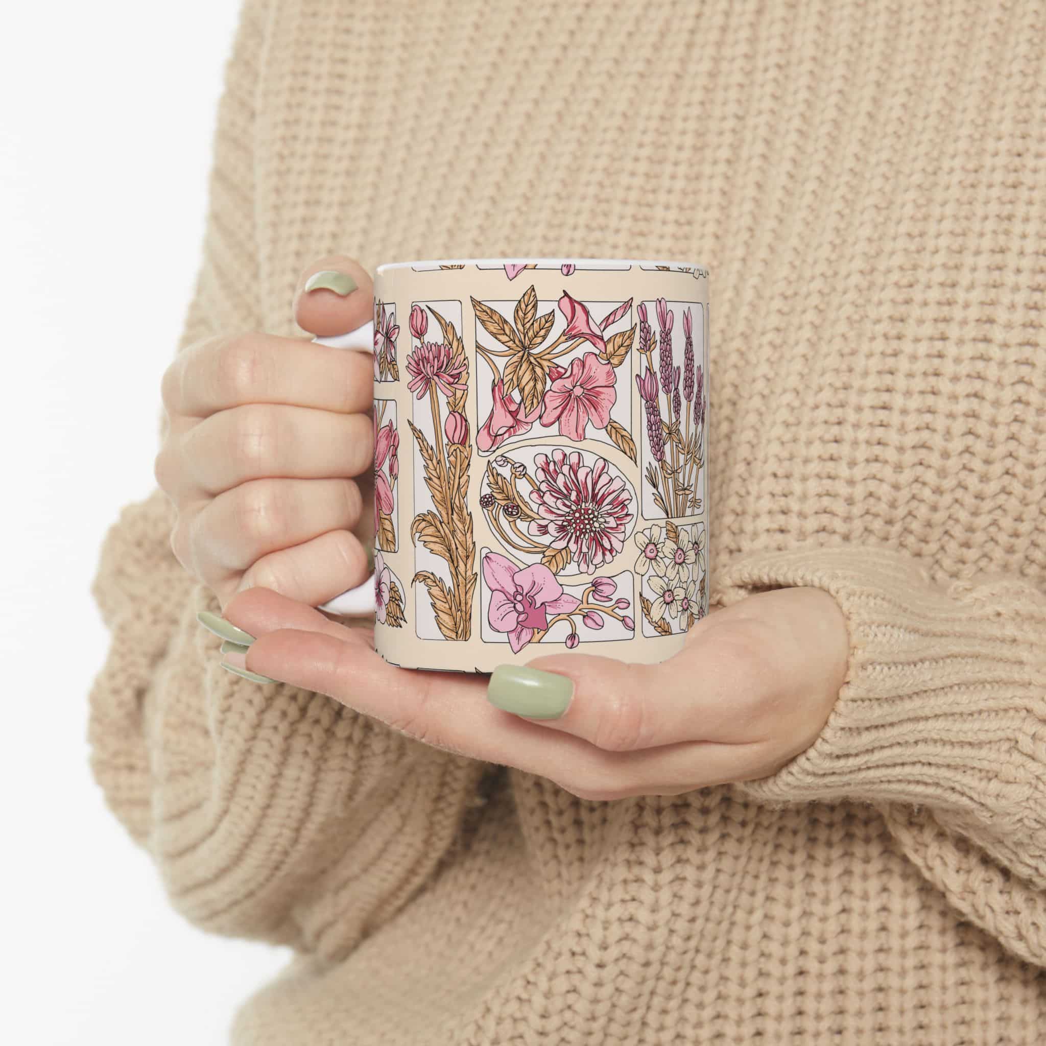 Floral Herbarium Ceramic Mug — Vintage Botanical 11oz/15oz - Image 5