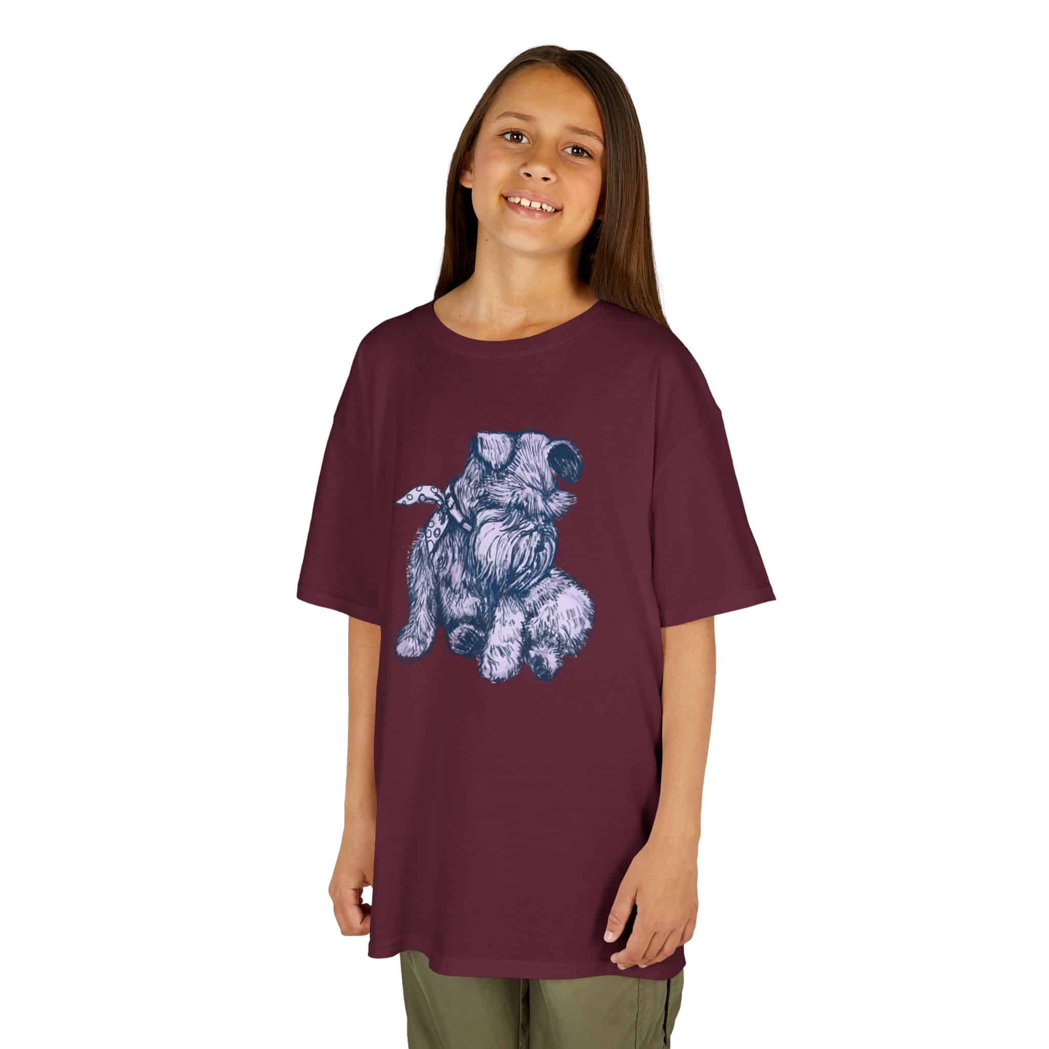 Kids T‑Shirt — Schnauzer Dog Sketch Tee - Image 18